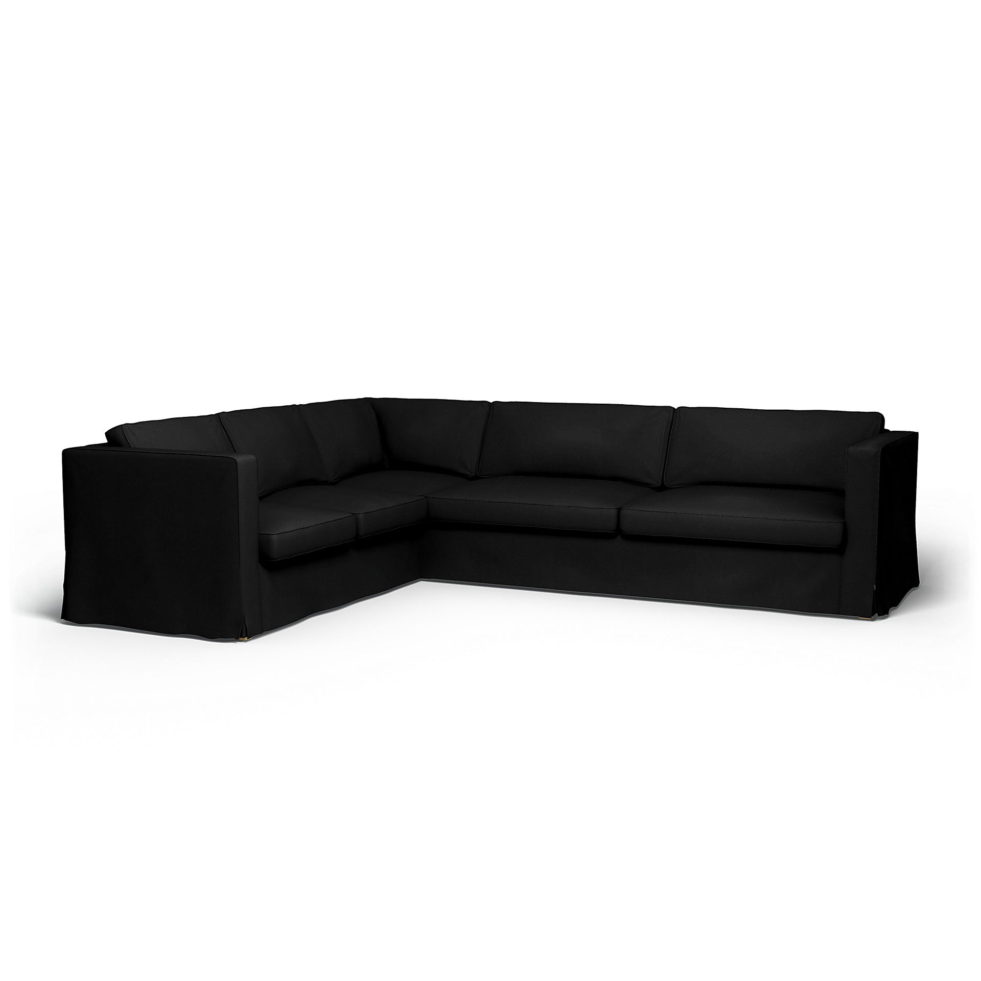IKEA - Karlstad Corner Sofa Cover (2+3), Black, Velvet - Bemz