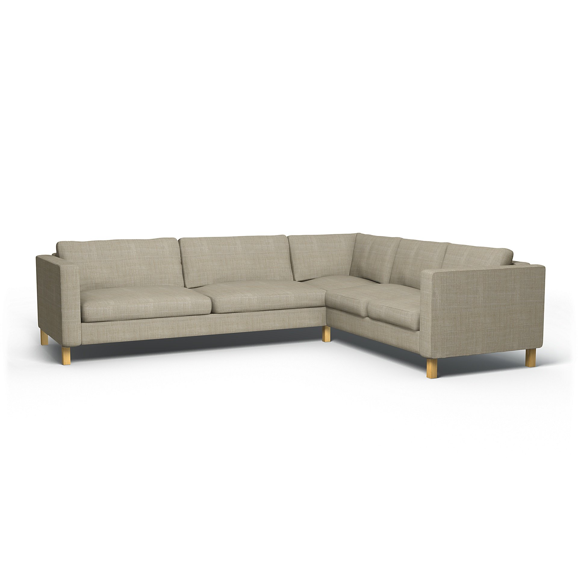 IKEA - Karlstad Corner Sofa Cover (3+2), Sand Beige, Boucle & Texture - Bemz