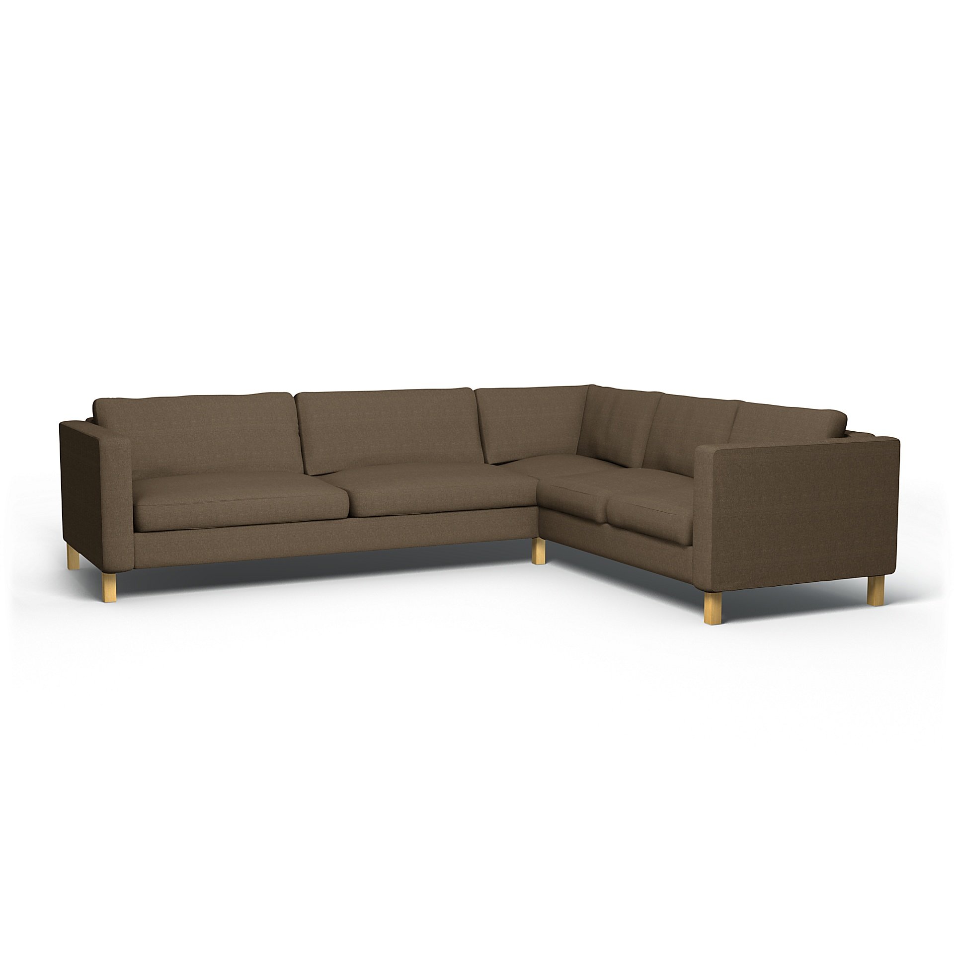 IKEA - Karlstad Corner Sofa Cover (3+2), Dark Taupe, Boucle & Texture - Bemz