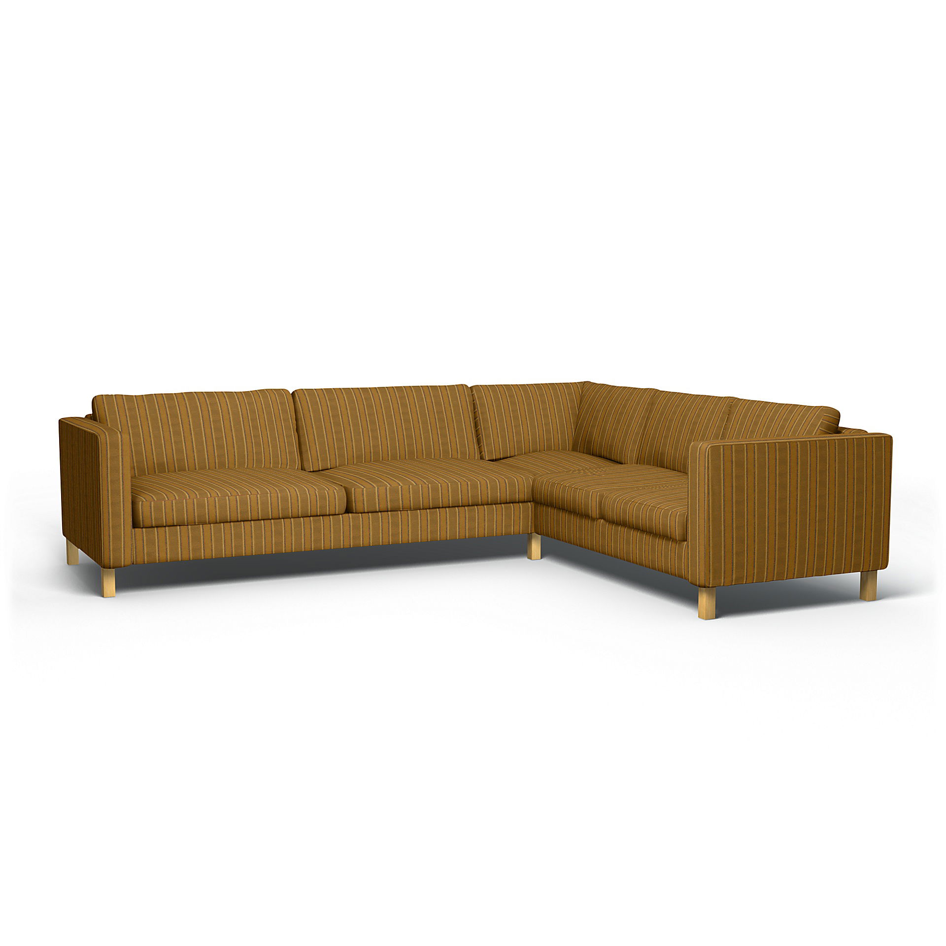 IKEA - Karlstad Corner Sofa Cover (3+2), Mustard Stripe, Cotton - Bemz