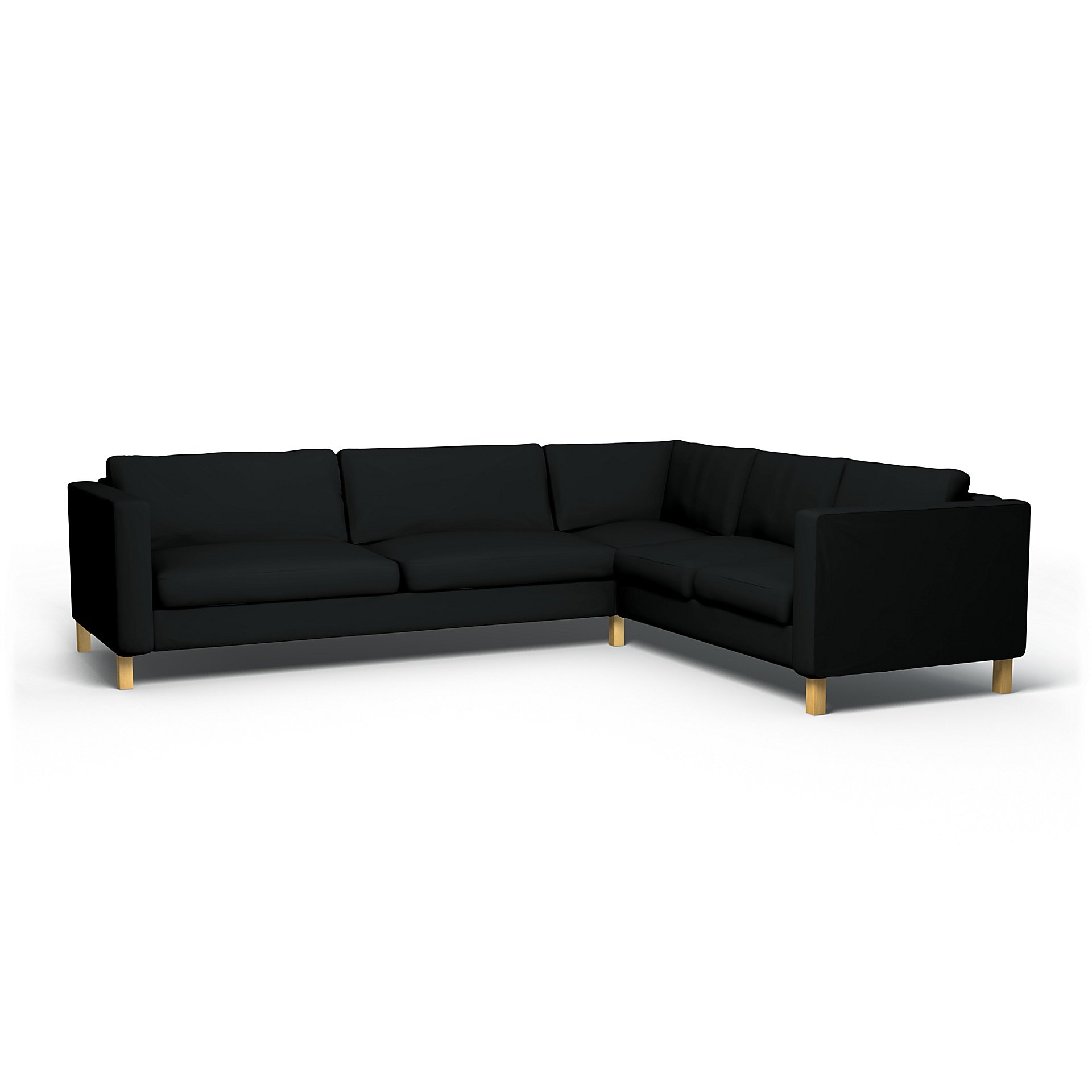 IKEA - Karlstad Corner Sofa Cover (3+2), Jet Black, Cotton - Bemz