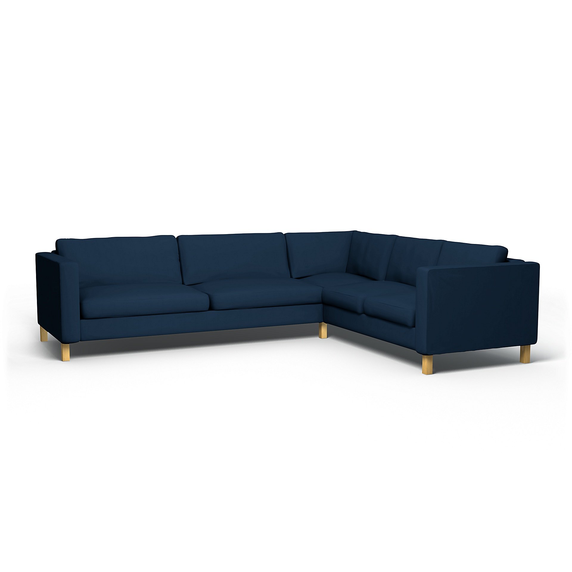 IKEA - Karlstad Corner Sofa Cover (3+2), Deep Navy Blue, Cotton - Bemz