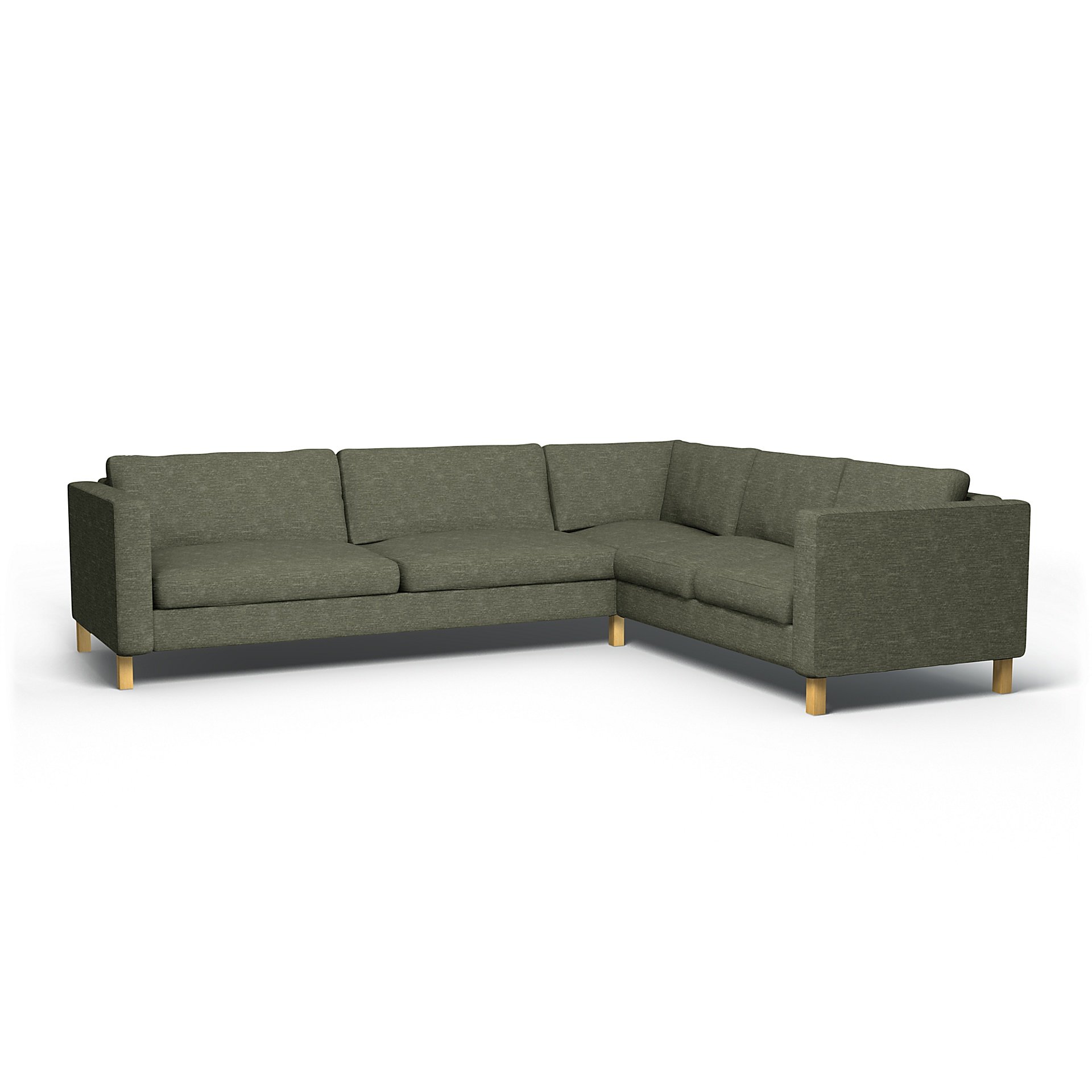 IKEA - Karlstad Corner Sofa Cover (3+2), Green Grey, Velvet - Bemz