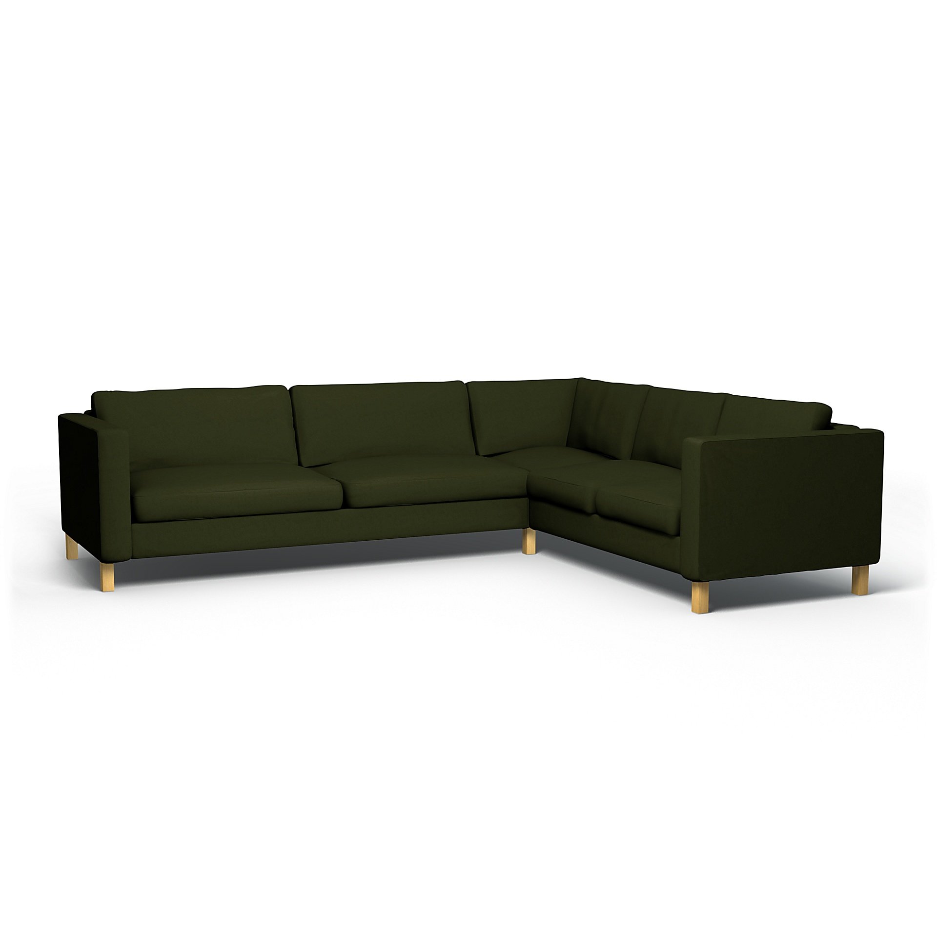 IKEA - Karlstad Corner Sofa Cover (3+2), Moss, Velvet - Bemz