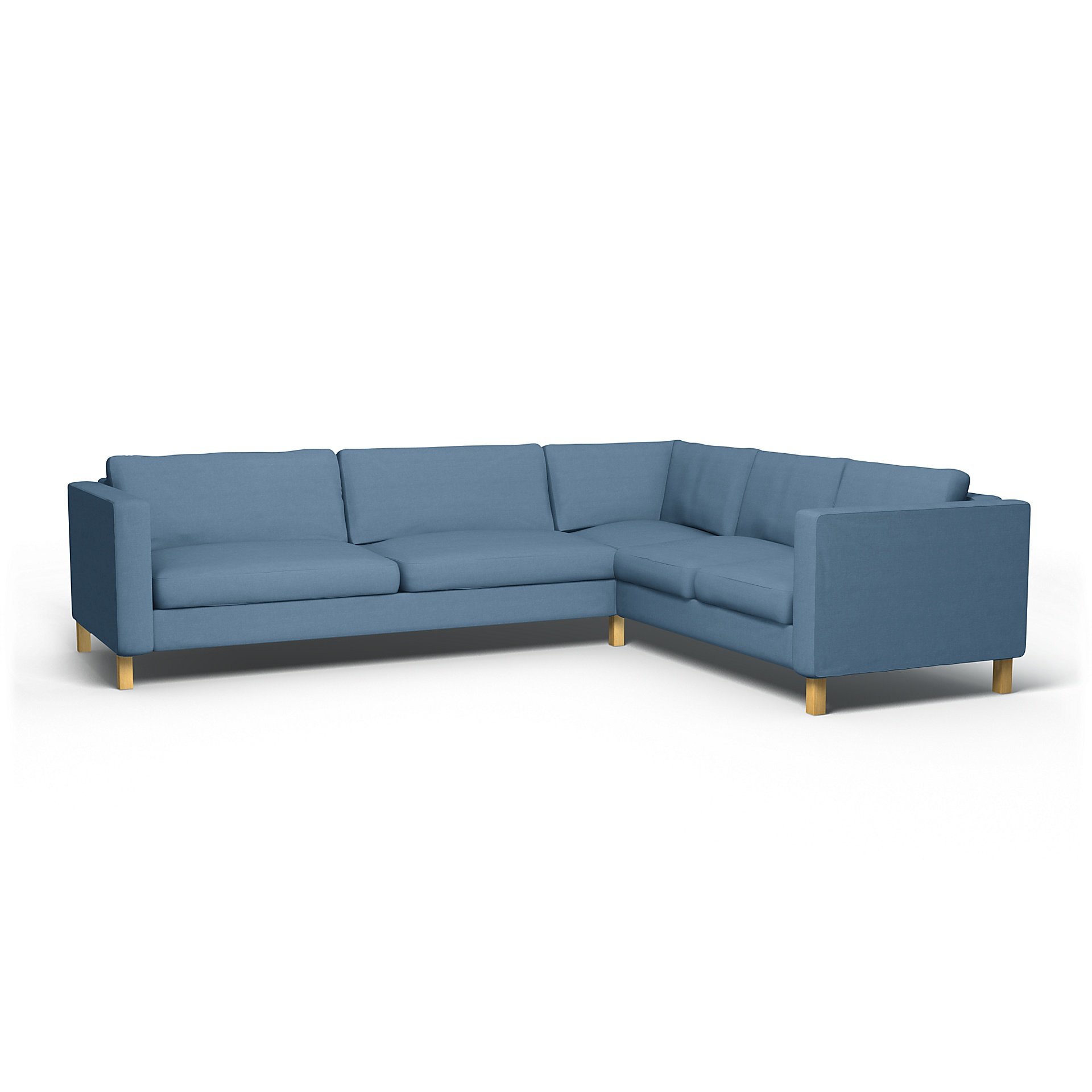 IKEA - Karlstad Corner Sofa Cover (3+2), Vintage Blue, Linen - Bemz