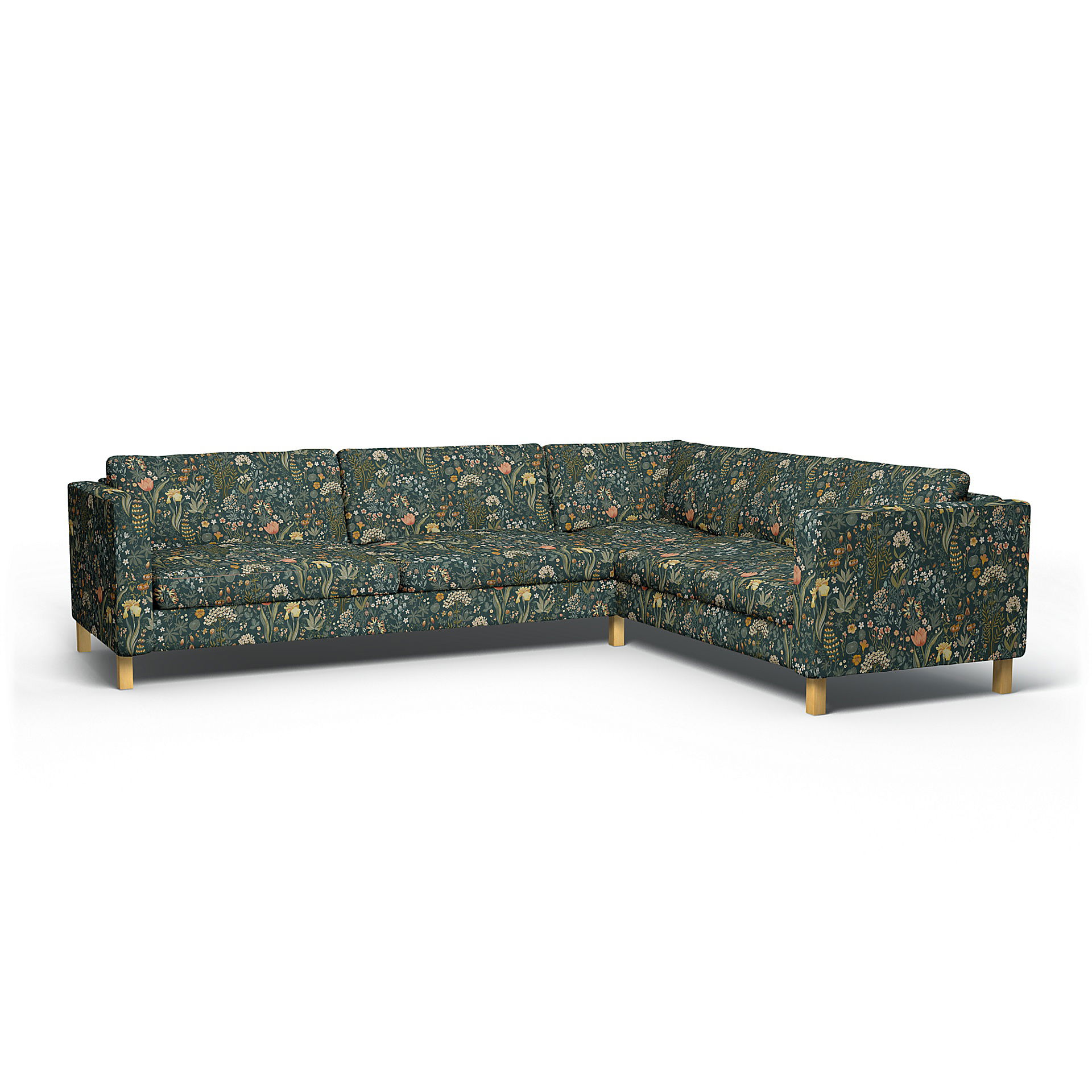 IKEA - Karlstad Corner Sofa Cover (3+2), Blomsterhav Dark, BEMZ x BORÅSTAPETER COLLECTION - Bemz