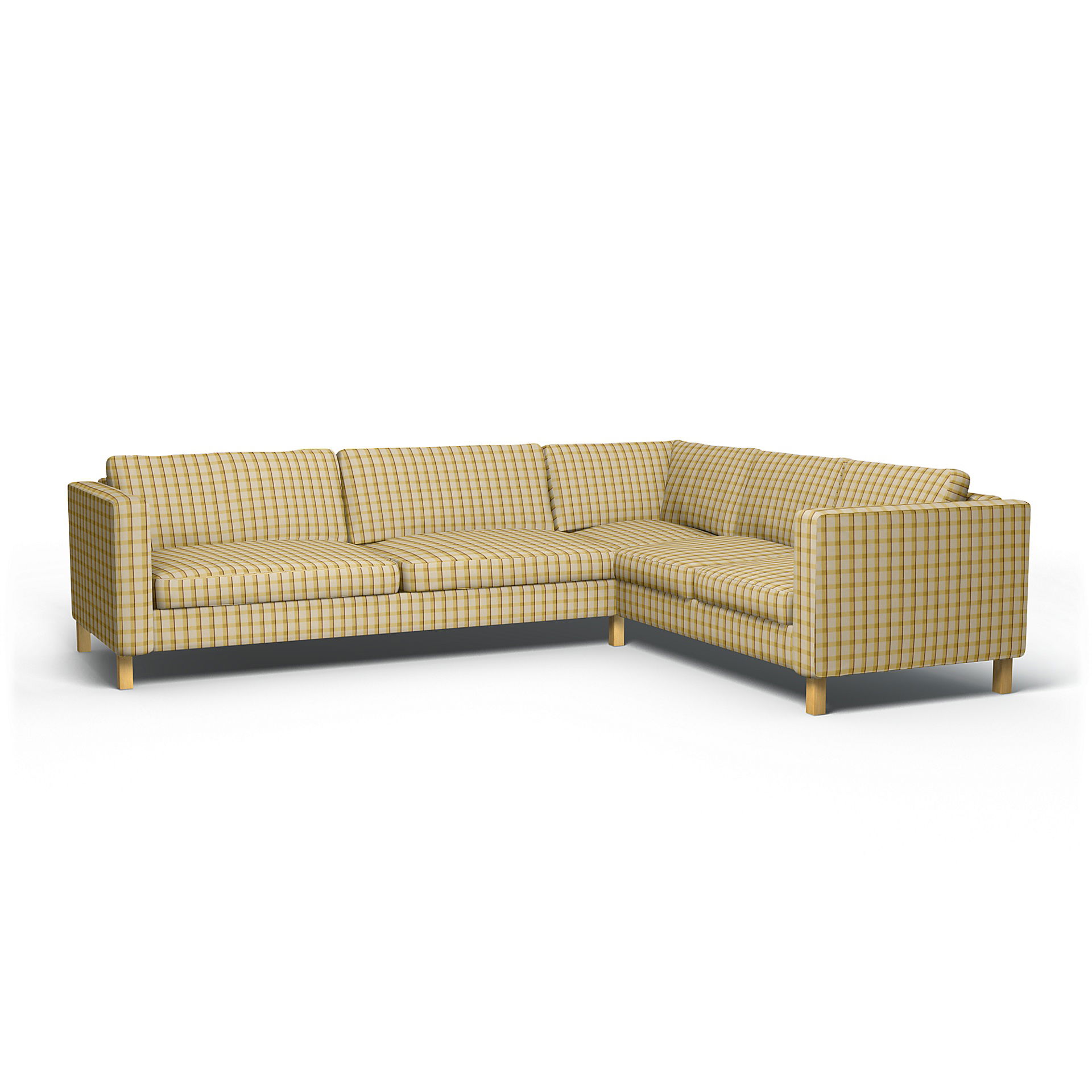 IKEA - Karlstad Corner Sofa Cover (3+2), Picnic Check Sun Yellow, Linen - Bemz