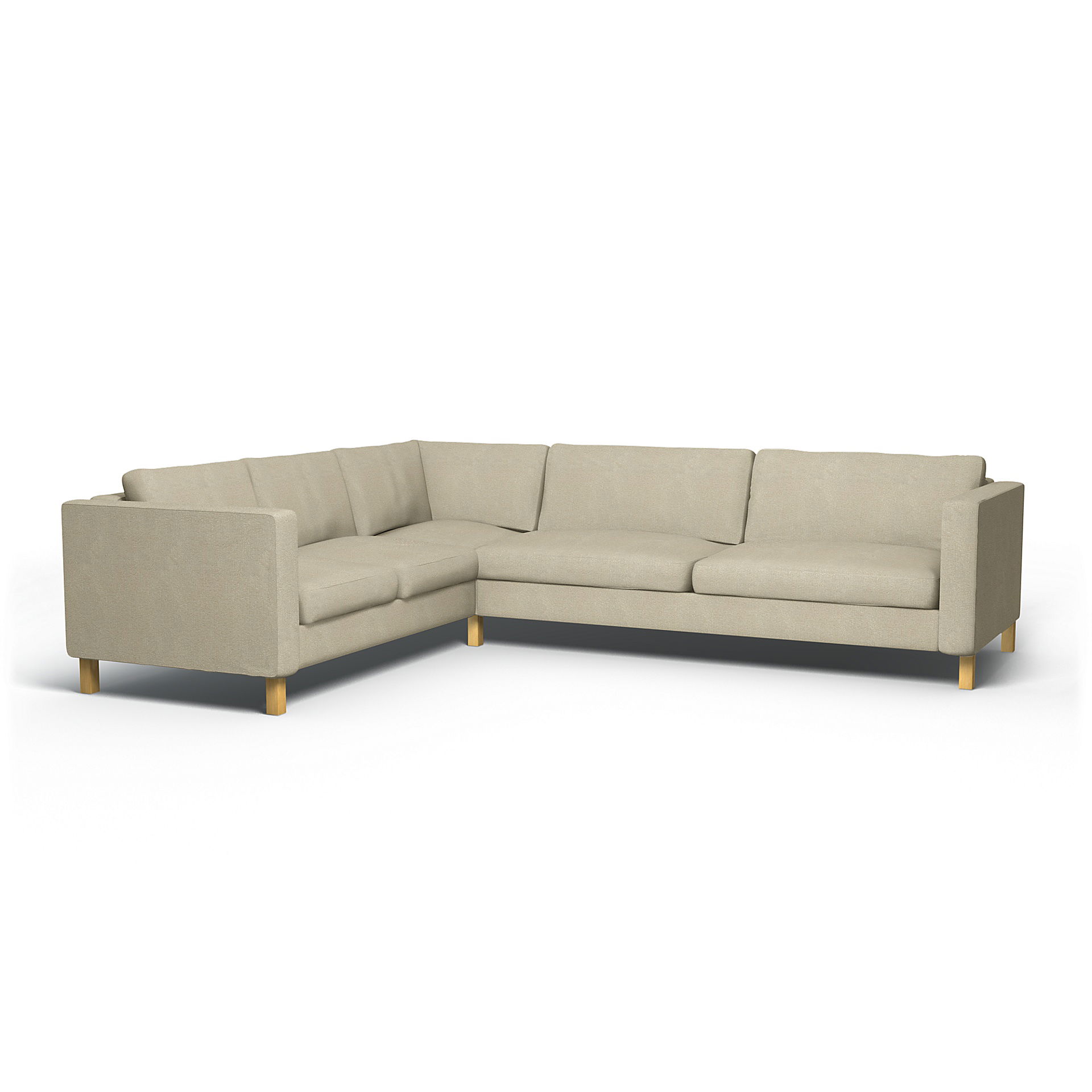 IKEA - Karlstad Corner Sofa Cover (2+3), Cream, Bouclé & Texture - Bemz