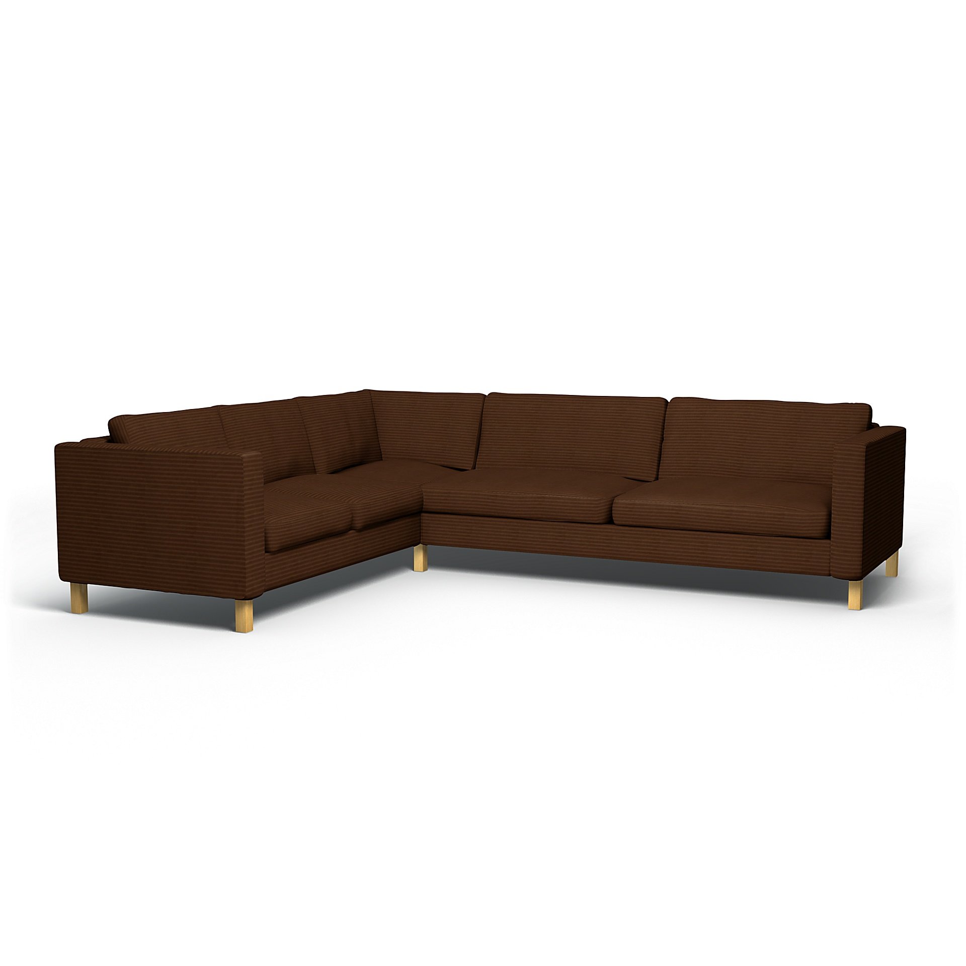 IKEA - Karlstad Corner Sofa Cover (2+3), Chocolate Brown, Corduroy - Bemz