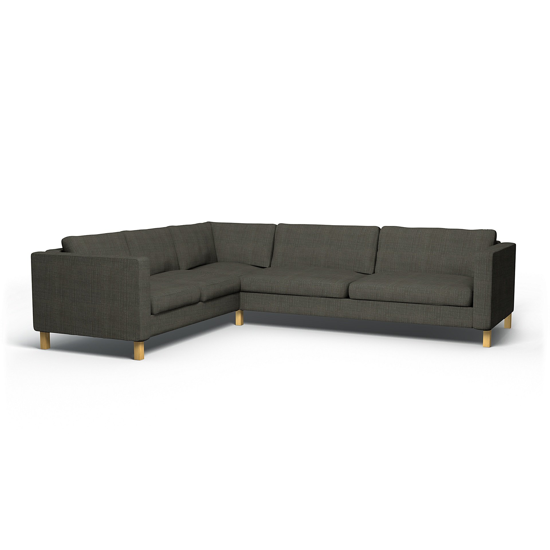 IKEA - Karlstad Corner Sofa Cover (2+3), Mole Brown, Boucle & Texture - Bemz