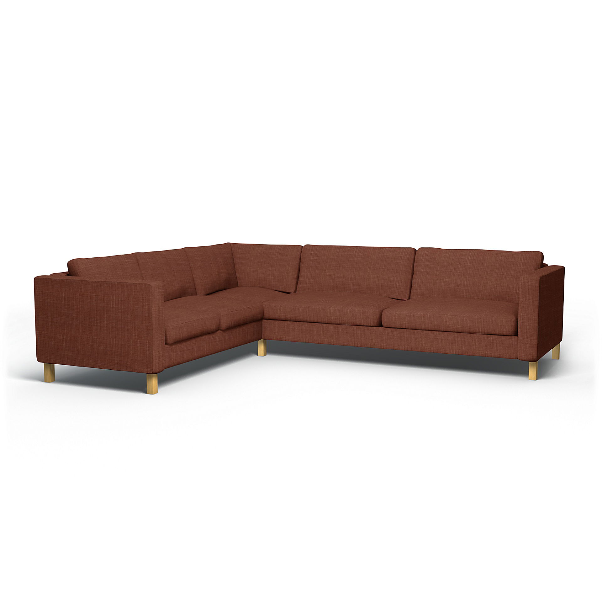 IKEA - Karlstad Corner Sofa Cover (2+3), Rust, Bouclé & Texture - Bemz