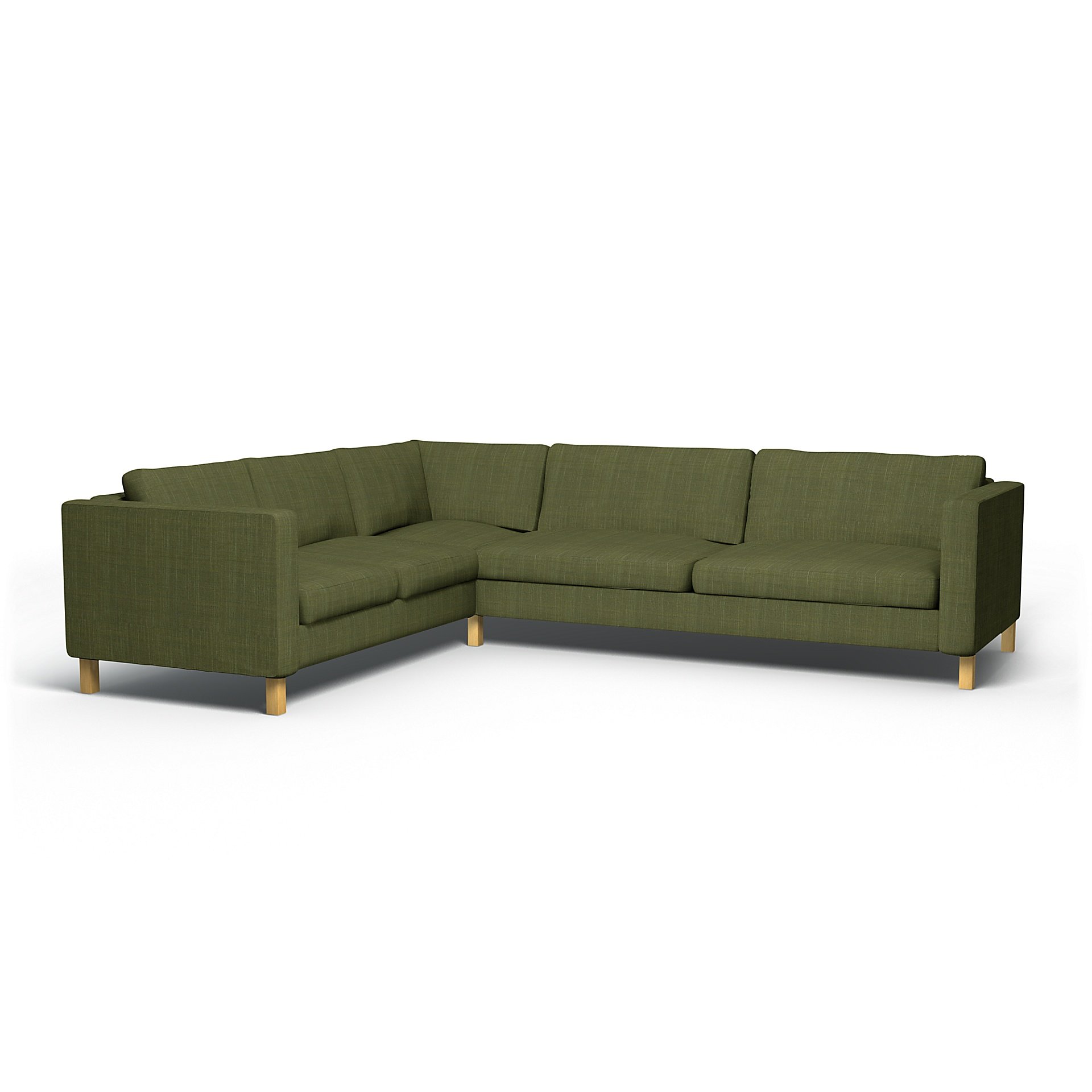 IKEA - Karlstad Corner Sofa Cover (2+3), Moss Green, Boucle & Texture - Bemz