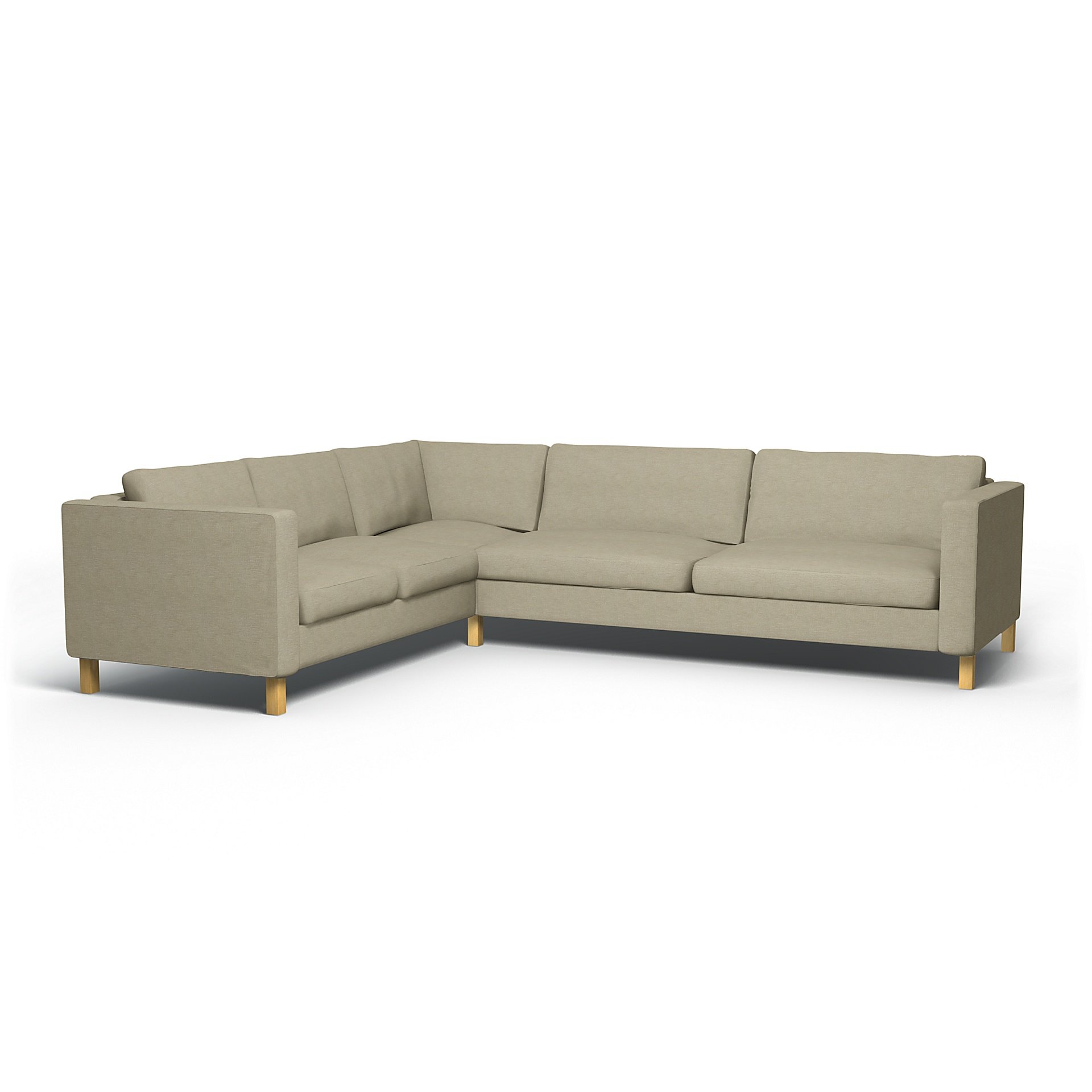 IKEA - Karlstad Corner Sofa Cover (2+3), Soft White, Boucle & Texture - Bemz