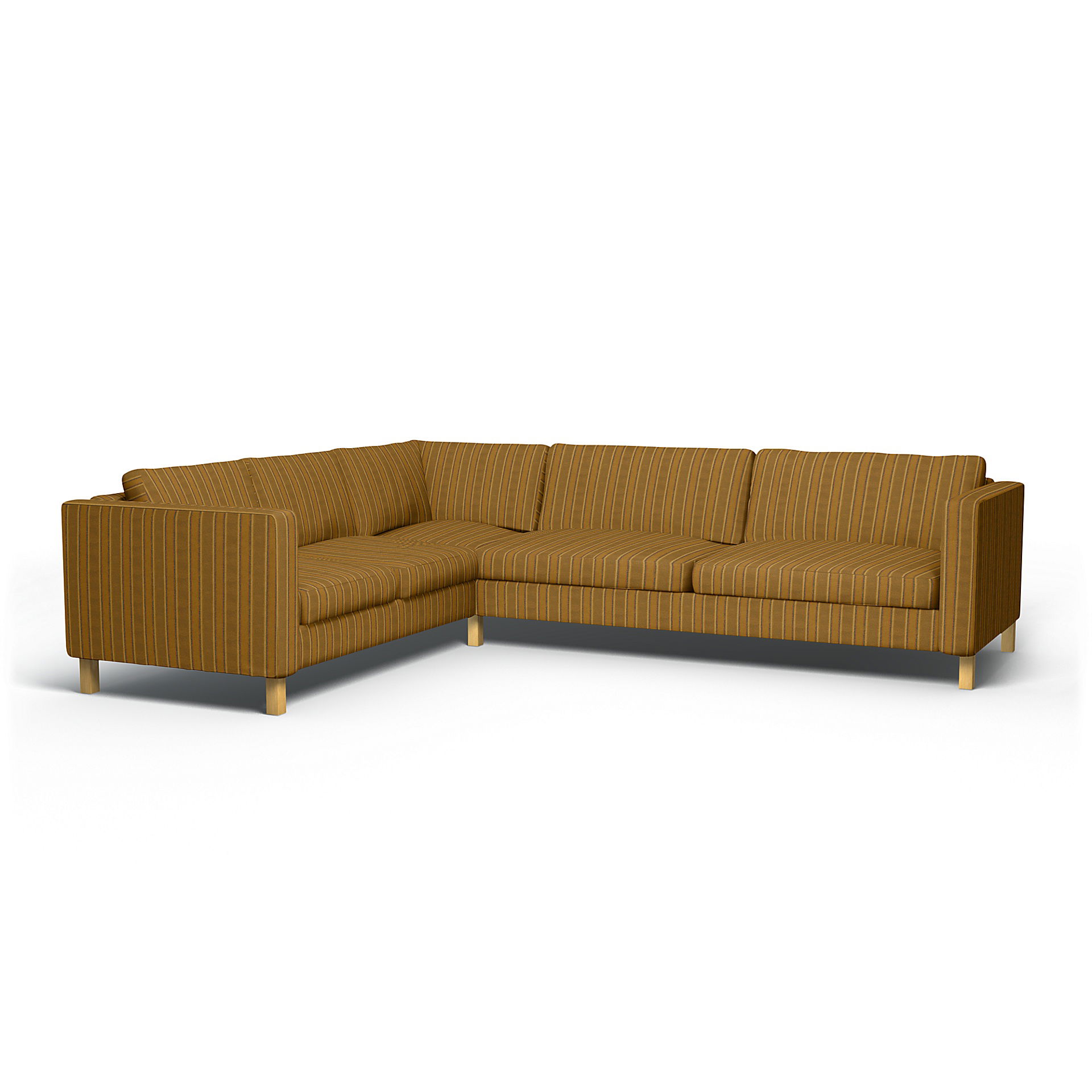 IKEA - Karlstad Corner Sofa Cover (2+3), Mustard Stripe, Cotton - Bemz