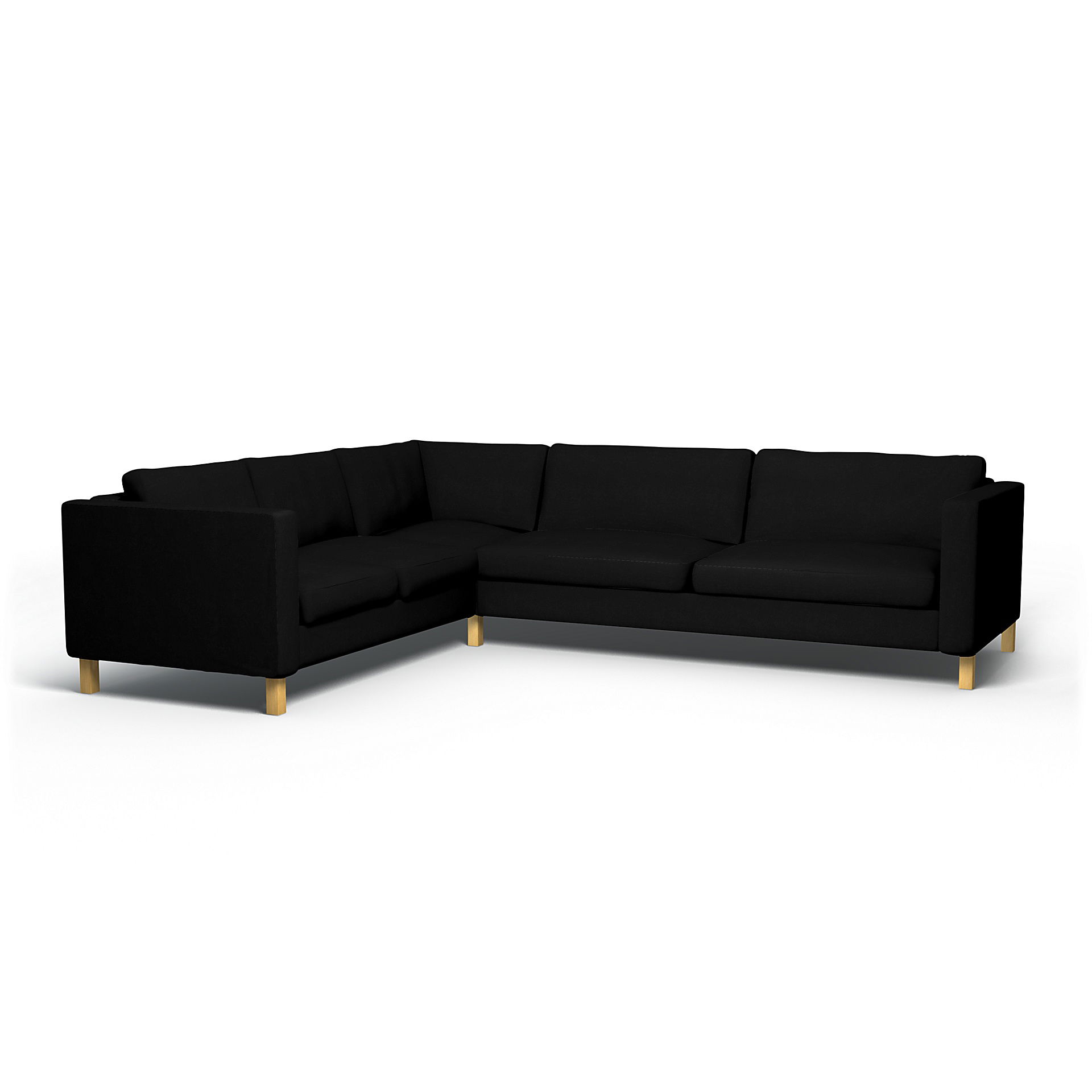 IKEA - Karlstad Corner Sofa Cover (2+3), Black, Velvet - Bemz