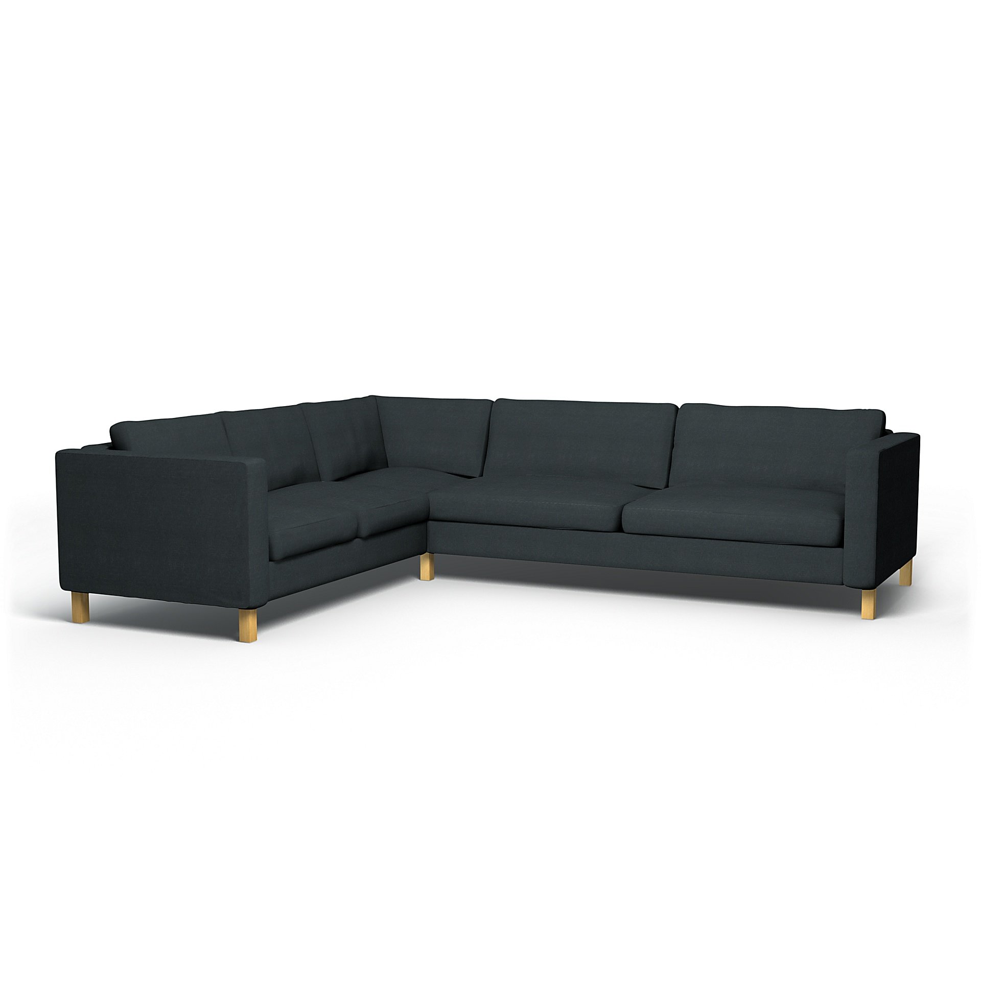 IKEA - Karlstad Corner Sofa Cover (2+3), Graphite Grey, Linen - Bemz