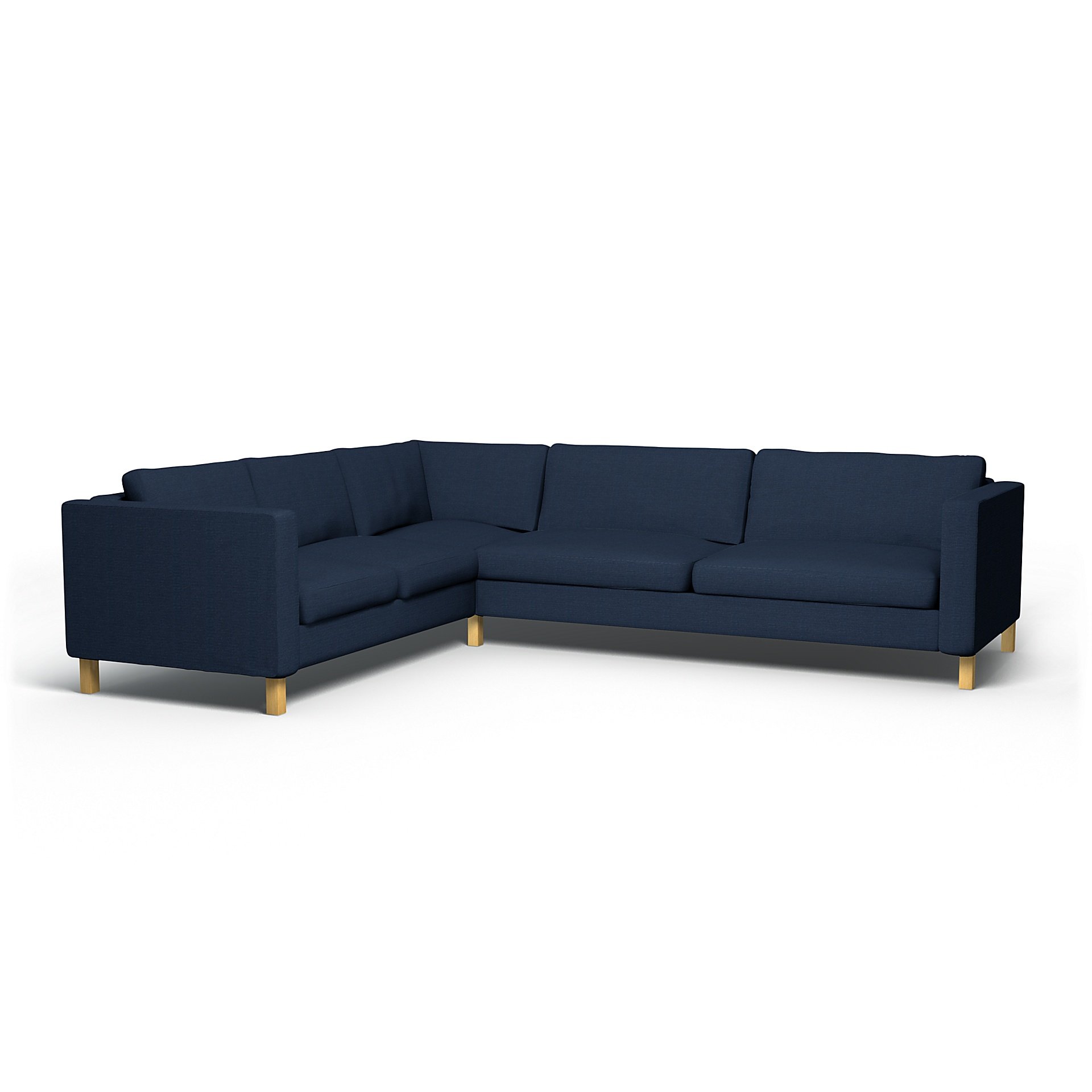 IKEA - Karlstad Corner Sofa Cover (2+3), Navy Blue, Linen - Bemz