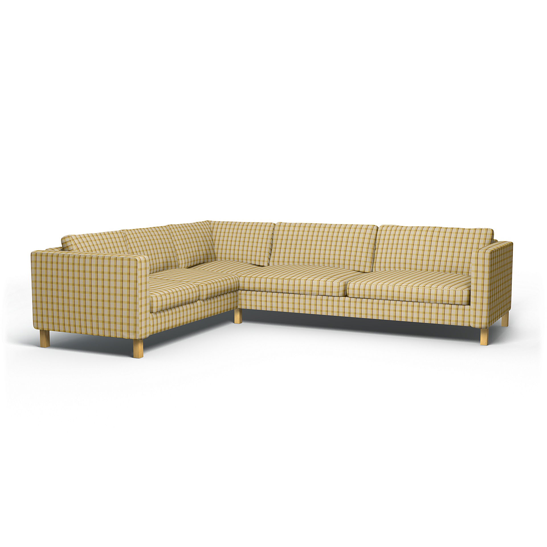 IKEA - Karlstad Corner Sofa Cover (2+3), Picnic Check Sun Yellow, Linen - Bemz