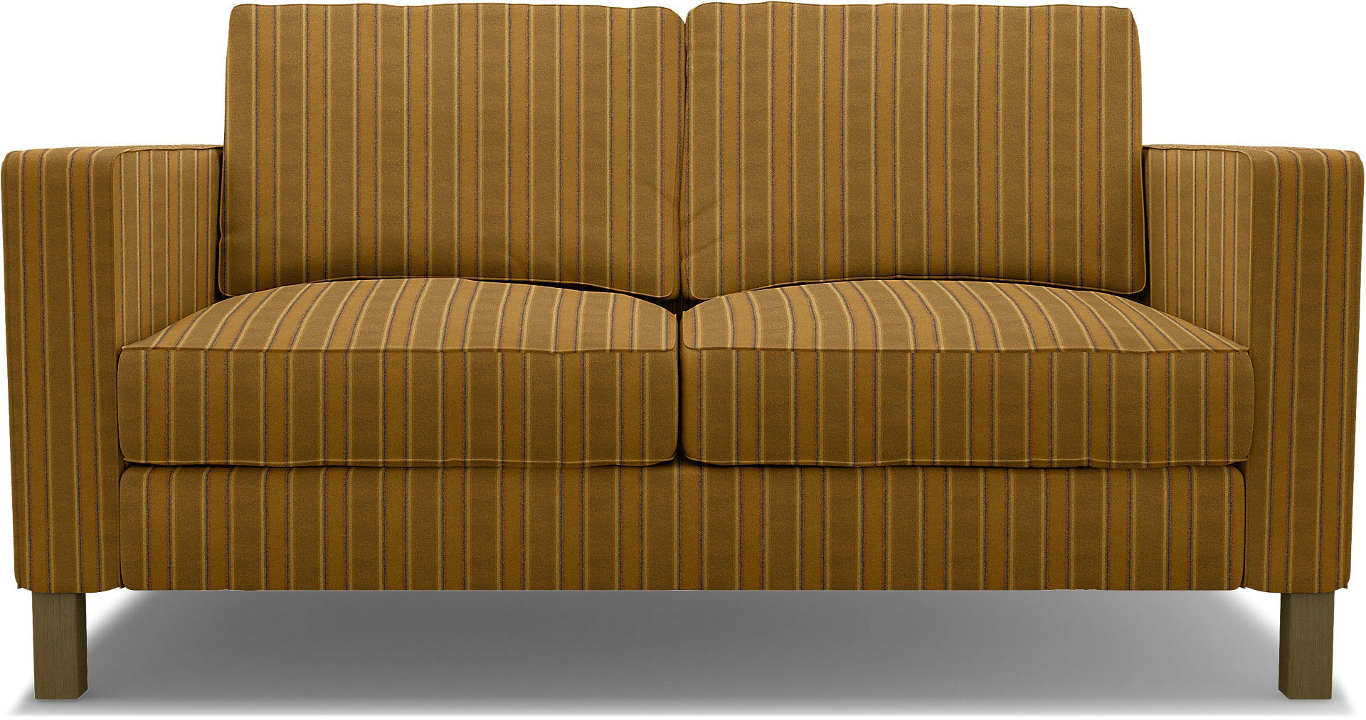 IKEA - Karlstad 2 Seater Sofa Cover, Mustard Stripe, Cotton - Bemz