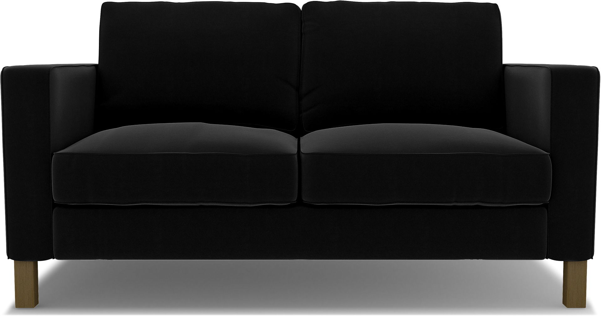 IKEA - Karlstad 2 Seater Sofa Cover, Black, Velvet - Bemz