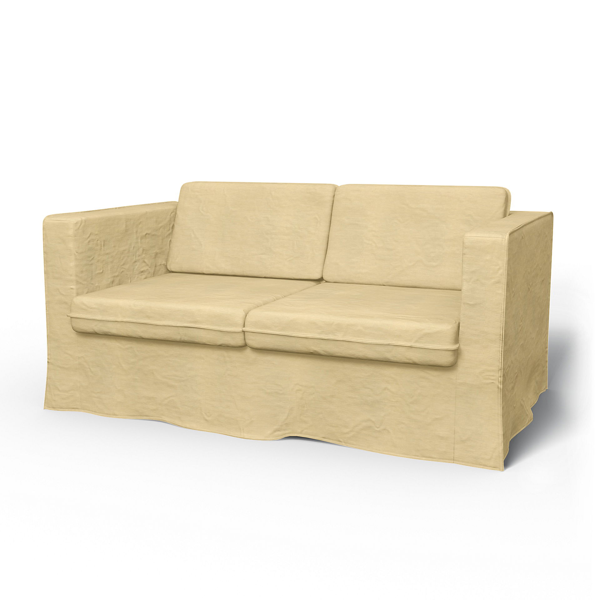 IKEA - Karlstad 2 Seater Sofa Cover, Soft Yellow, Linen - Bemz