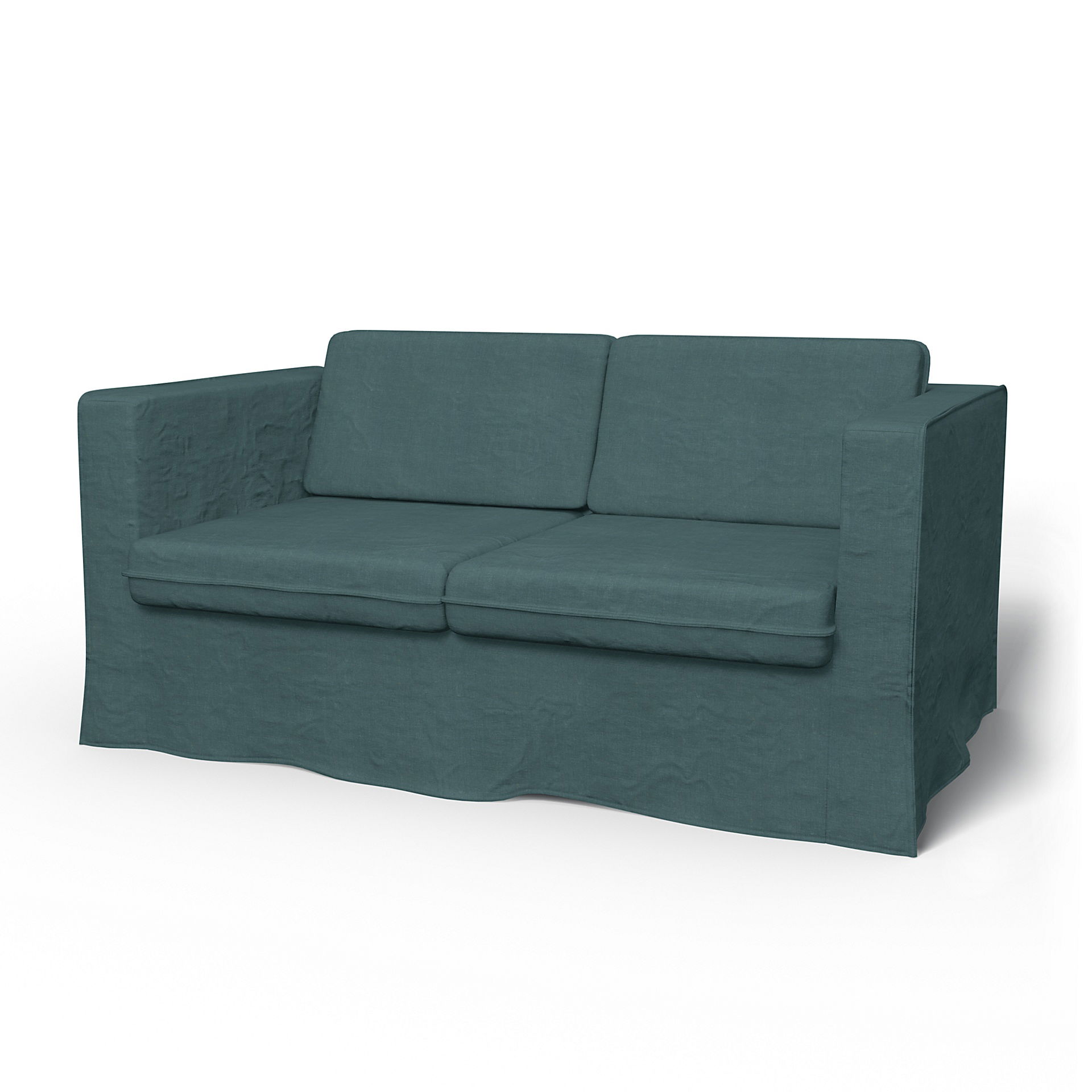 IKEA - Karlstad 2 Seater Sofa Cover, Slate Blue, Linen - Bemz