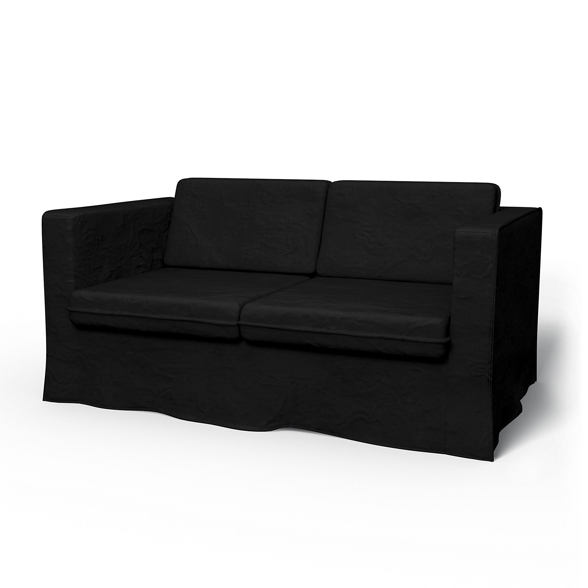 IKEA - Karlstad 2 Seater Sofa Cover, Black, Velvet - Bemz