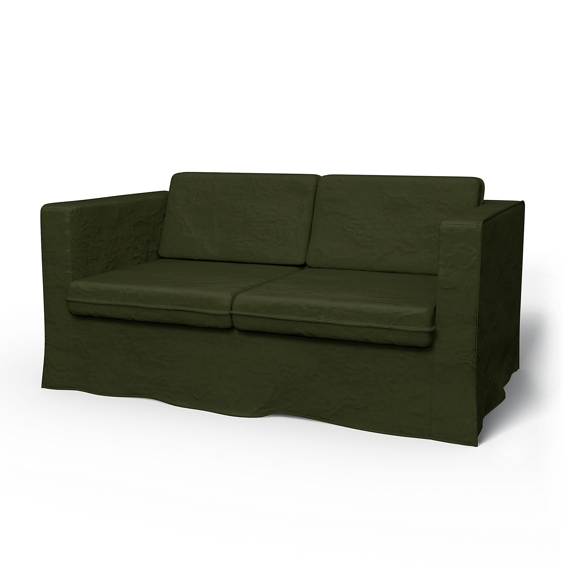 IKEA - Karlstad 2 Seater Sofa Cover, Moss, Velvet - Bemz