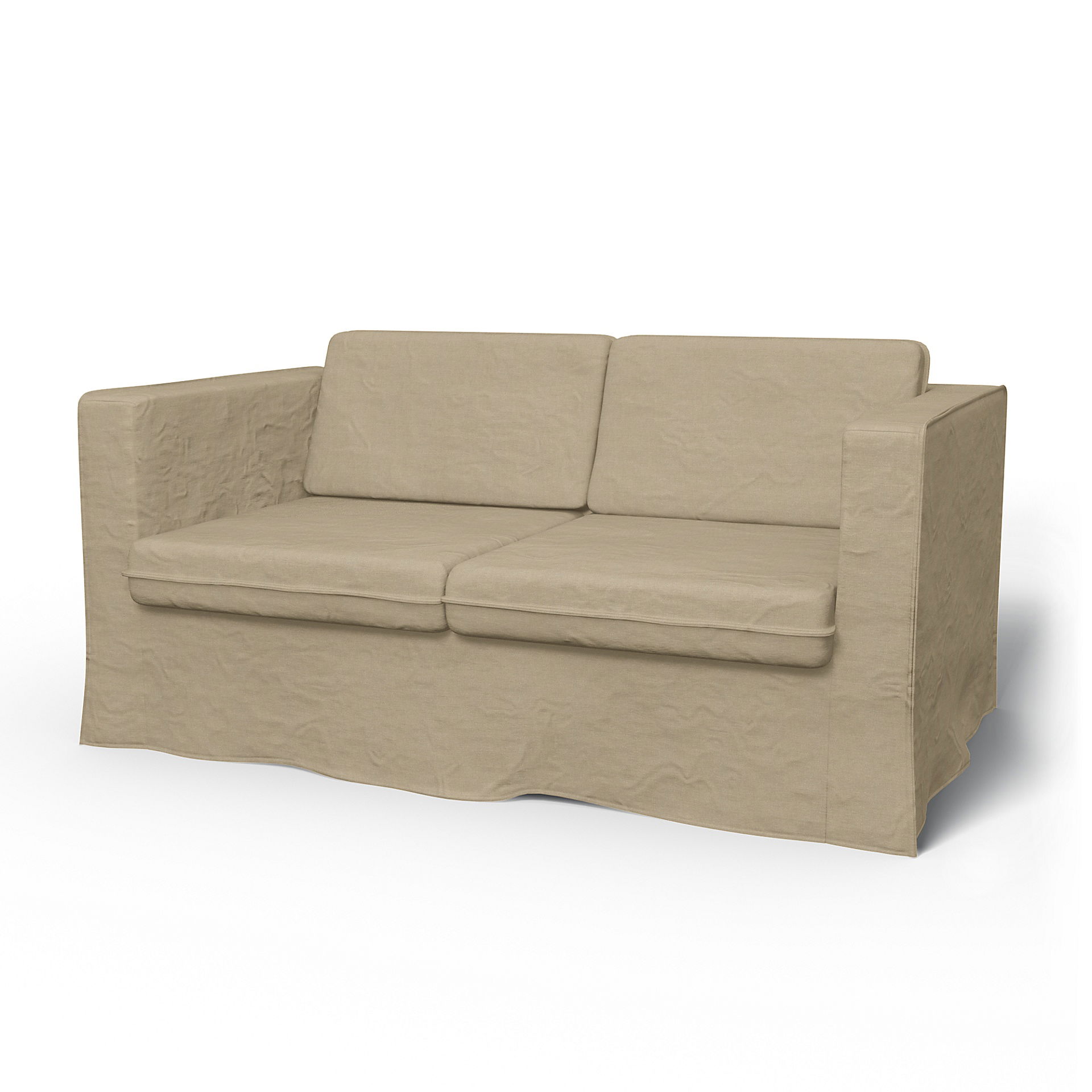 IKEA - Karlstad 2 Seater Sofa Cover, Tan, Linen - Bemz
