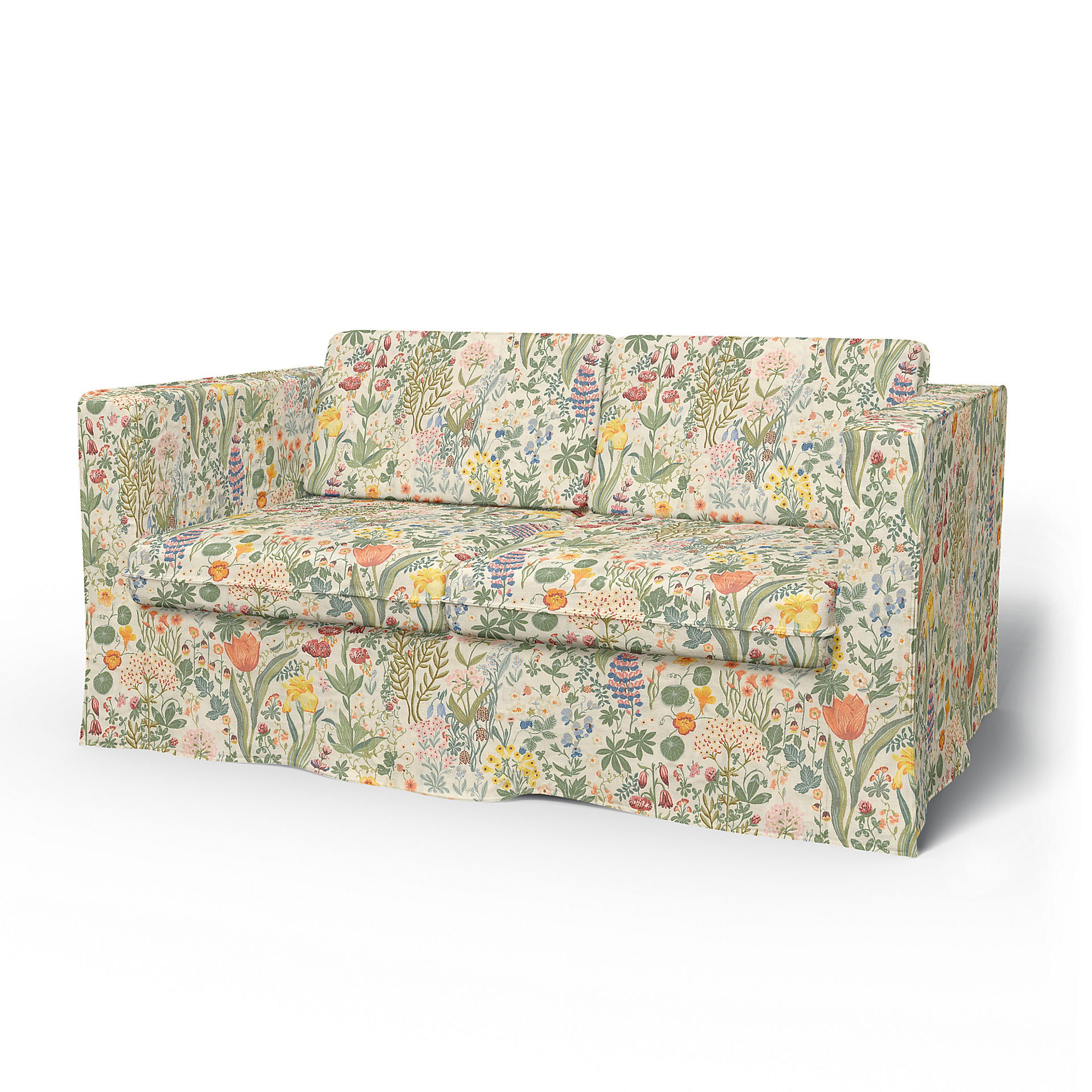 IKEA - Karlstad 2 Seater Sofa Cover, Blomsterhav Light, BEMZ x BORÅSTAPETER COLLECTION - Bemz
