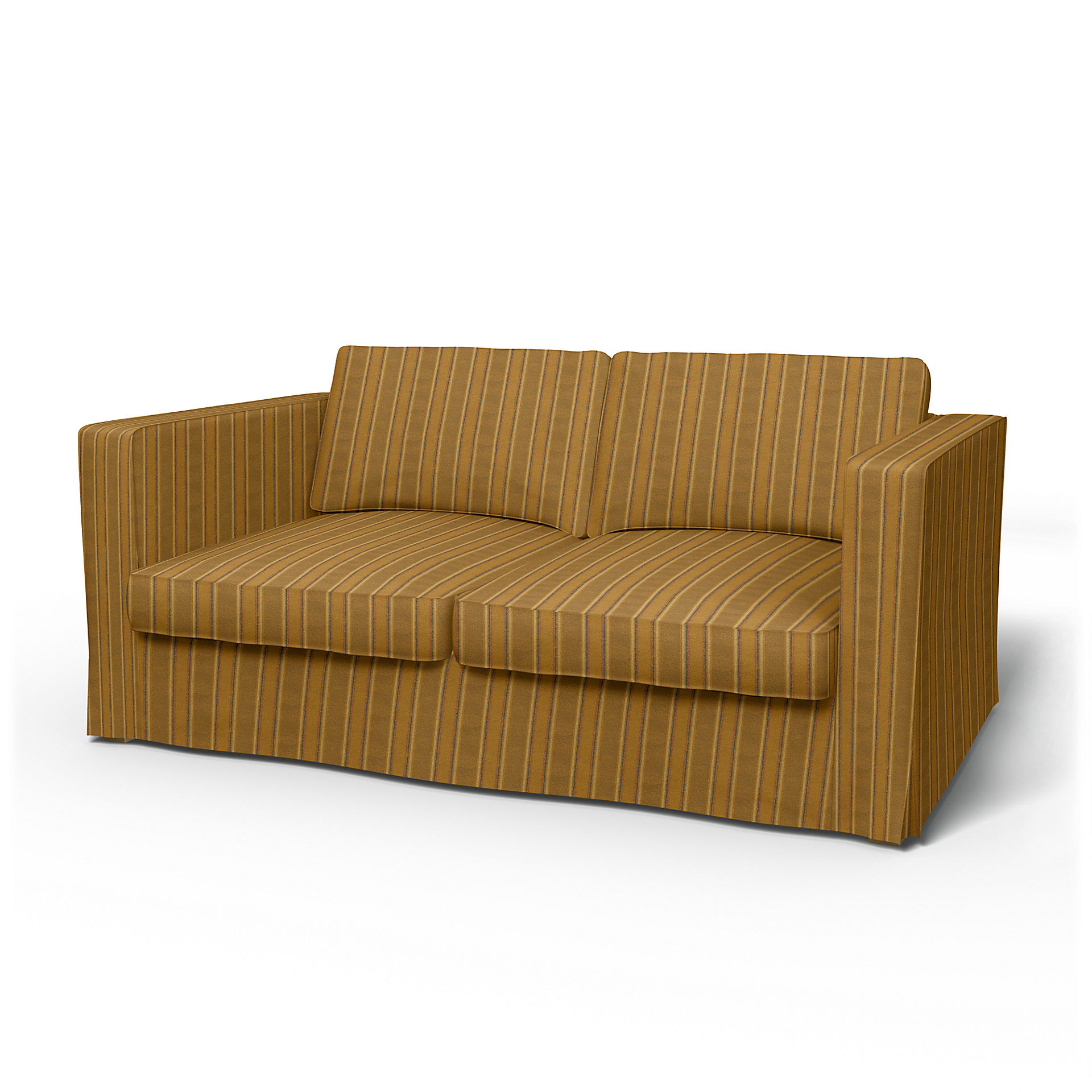 IKEA - Karlstad 2 Seater Sofa Cover, Mustard Stripe, Cotton - Bemz