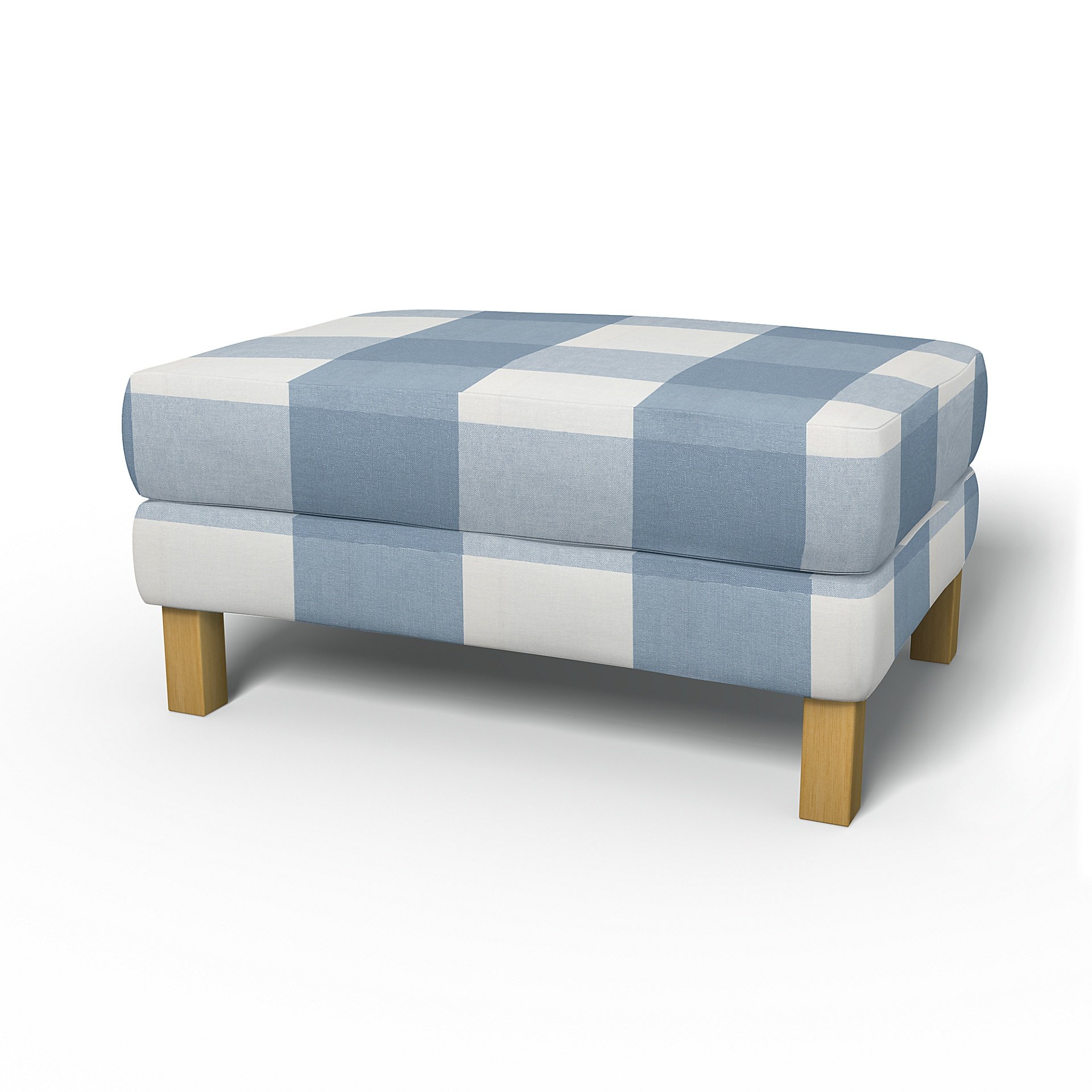 IKEA - Karlstad Footstool Cover, Sky Blue, Linen - Bemz