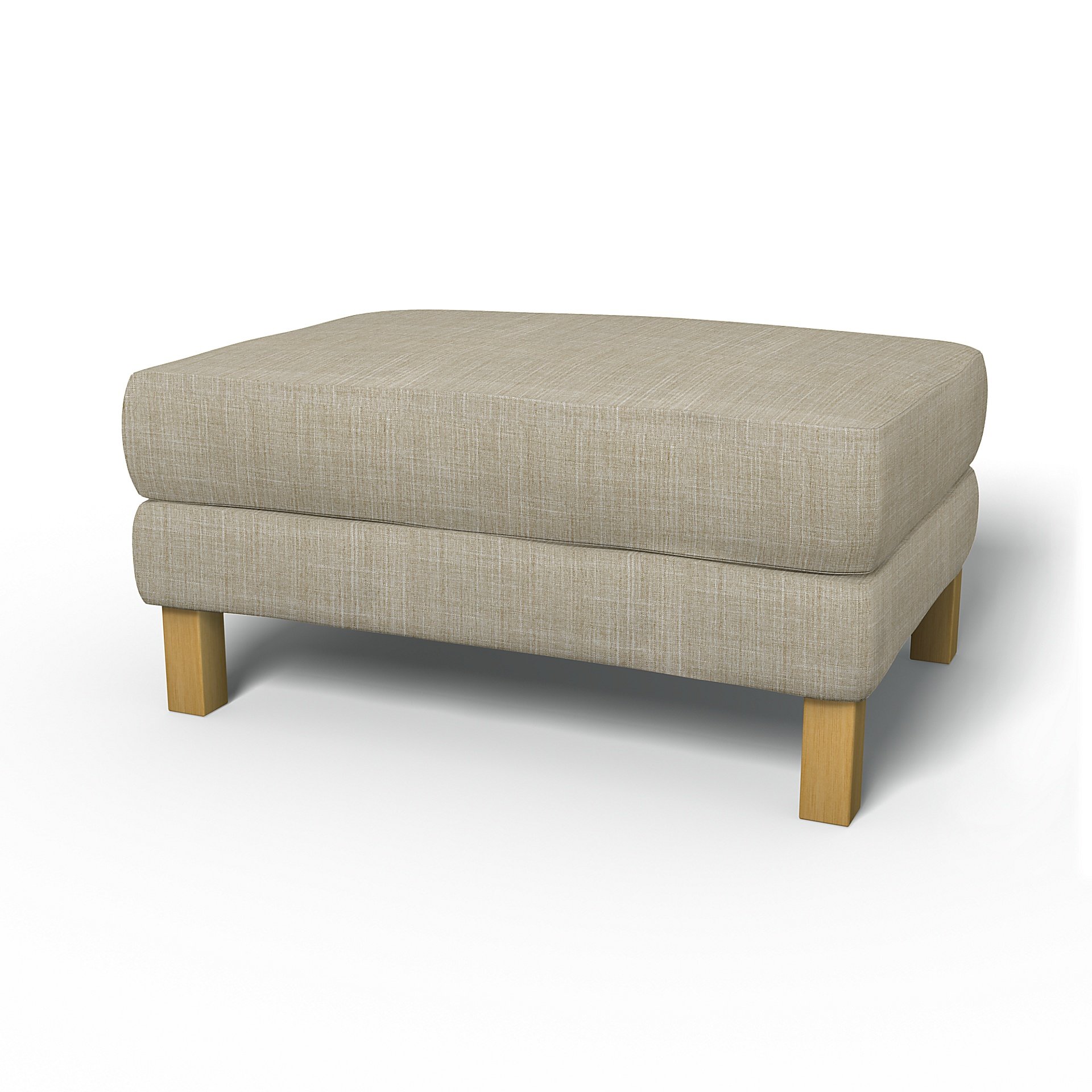 IKEA - Karlstad Footstool Cover, Sand Beige, Boucle & Texture - Bemz