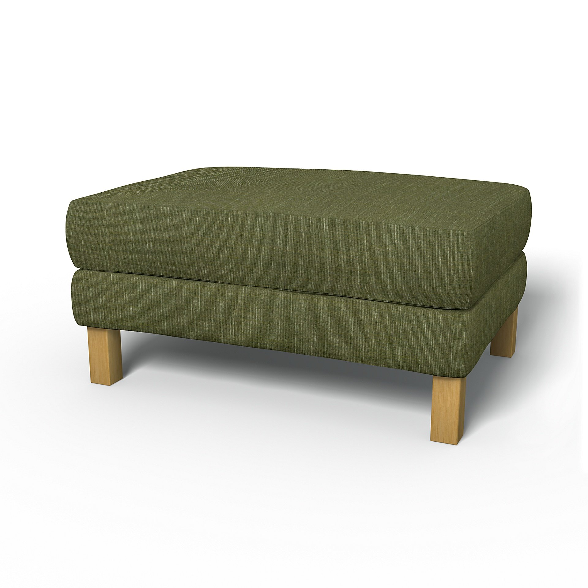 IKEA - Karlstad Footstool Cover, Moss Green, Boucle & Texture - Bemz