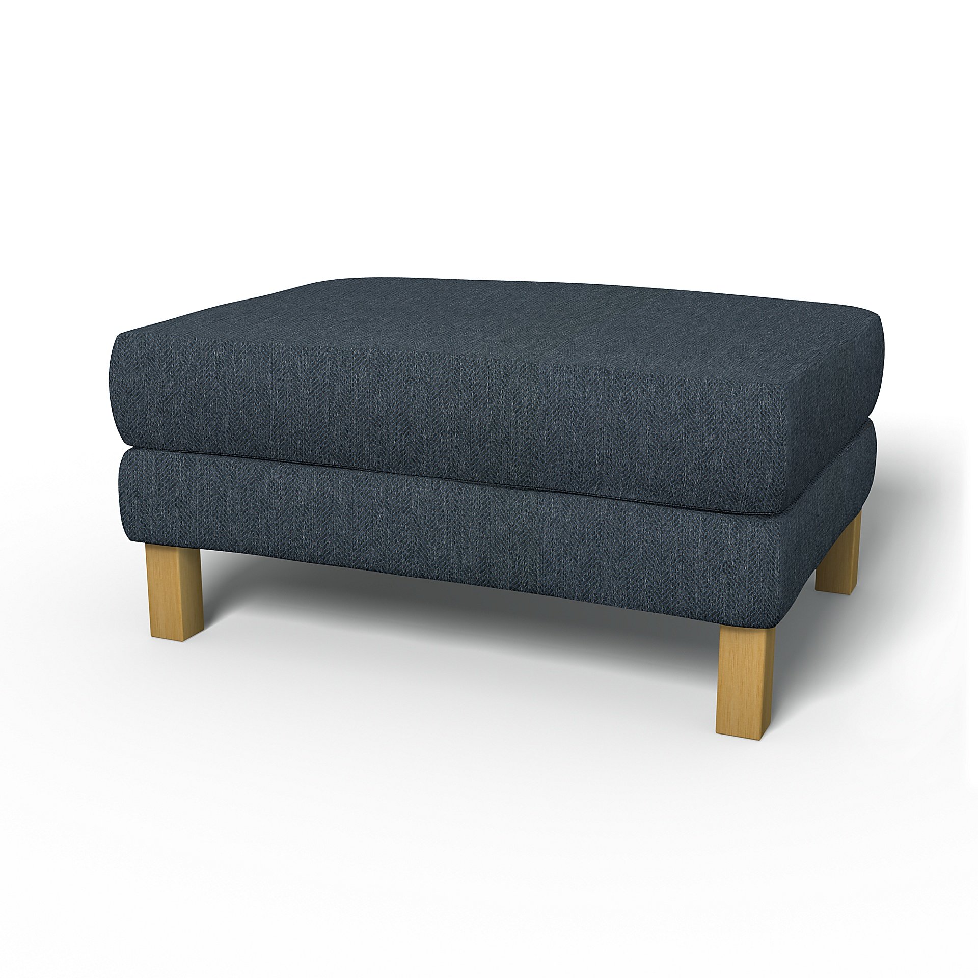 IKEA - Karlstad Footstool Cover, Denim, Boucle & Texture - Bemz