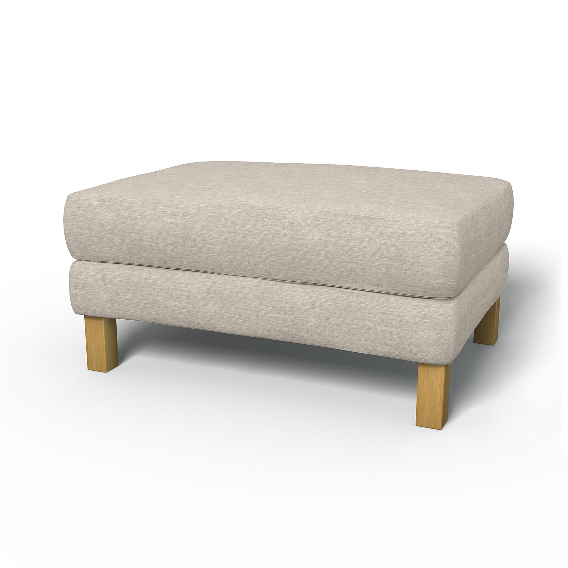 IKEA - Karlstad Footstool Cover, Natural White, Velvet - Bemz