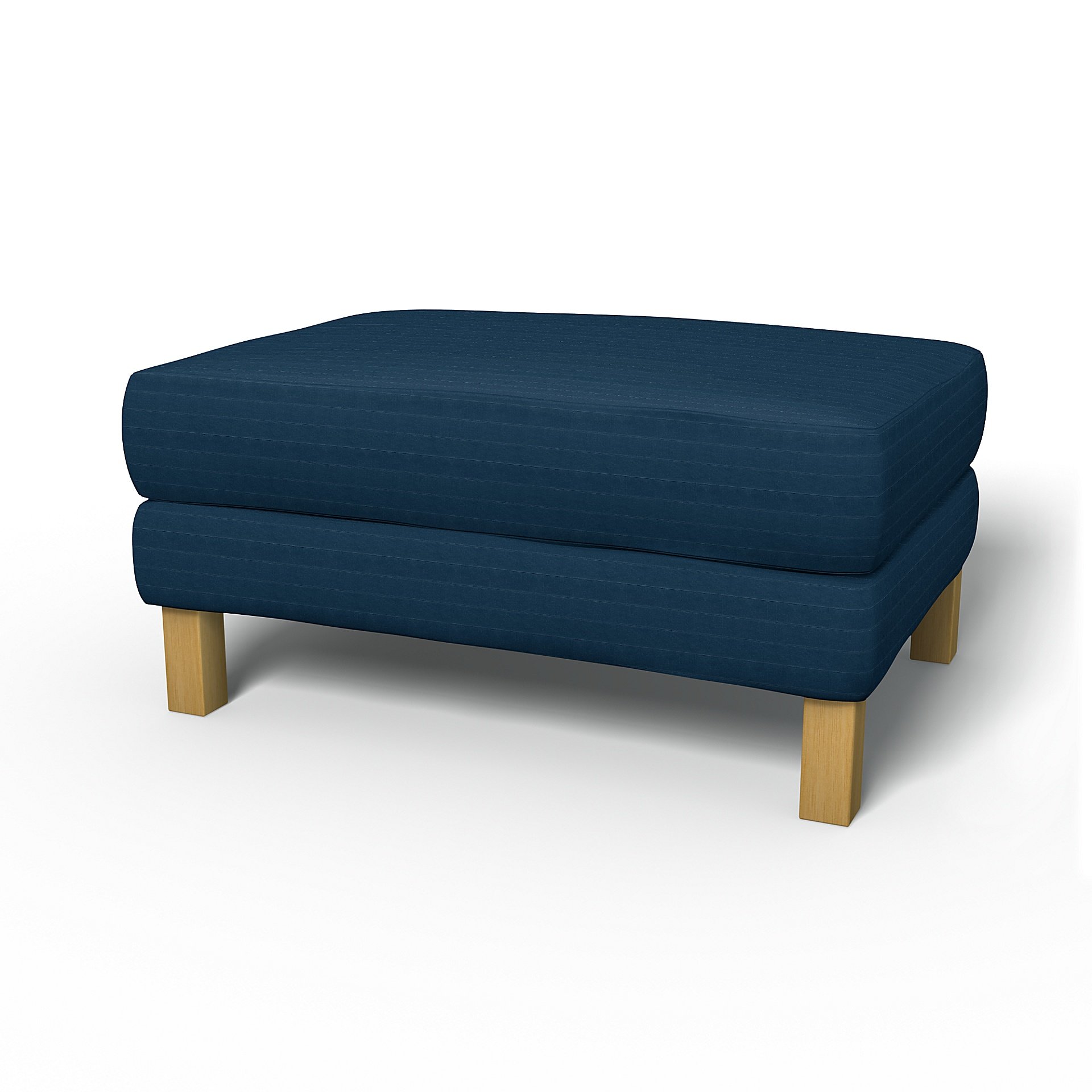 IKEA - Karlstad Footstool Cover, Denim Blue, Velvet - Bemz