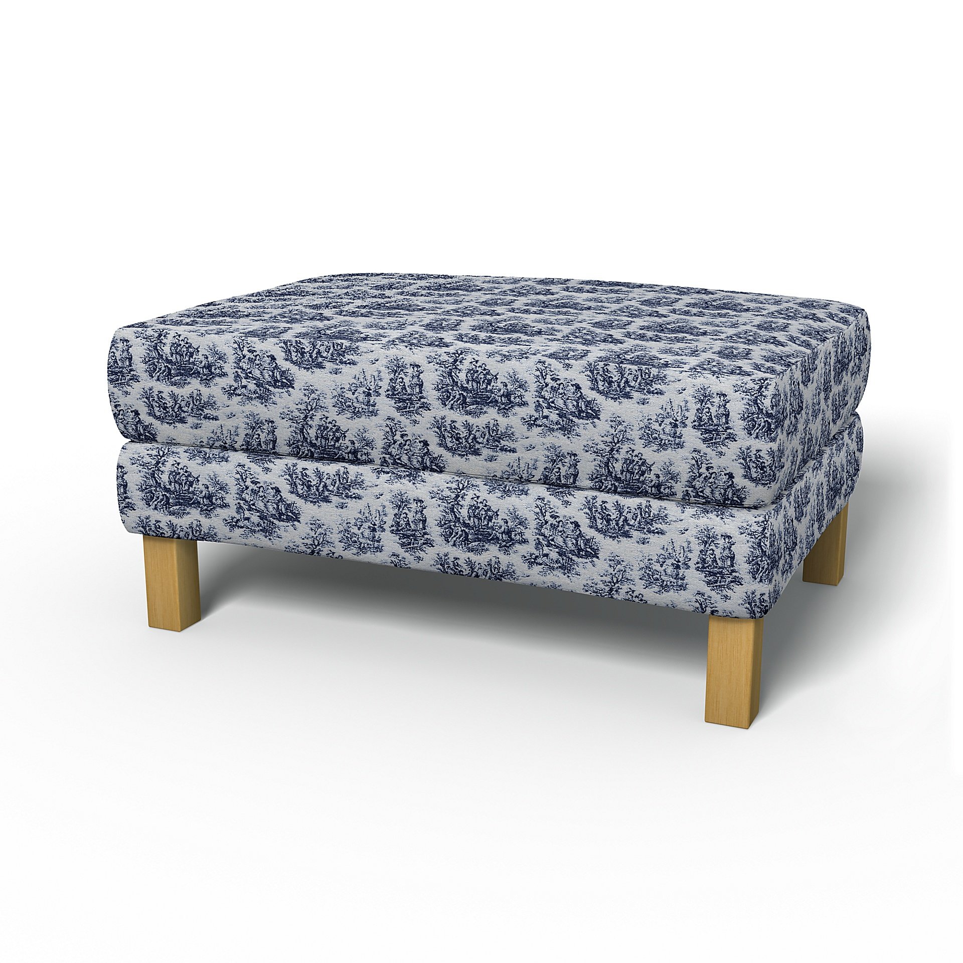 IKEA - Karlstad Footstool Cover, Dark Blue, Boucle & Texture - Bemz