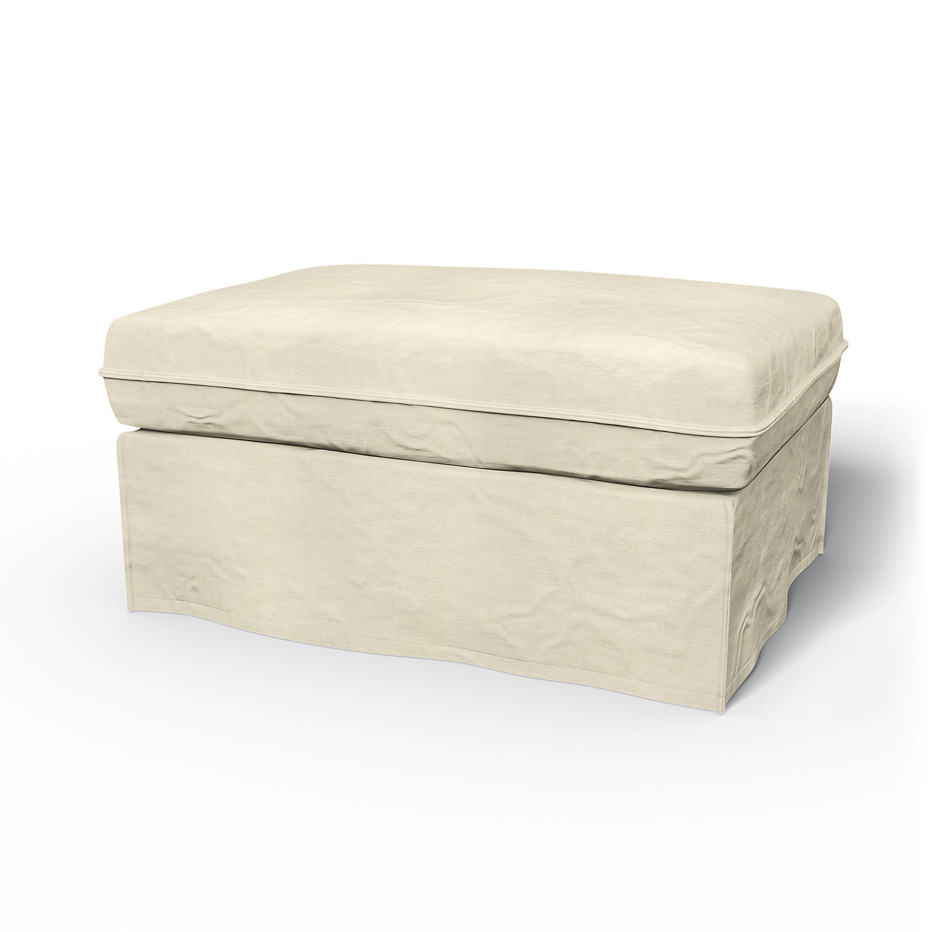 IKEA - Karlstad Footstool Cover, White, Linen - Bemz