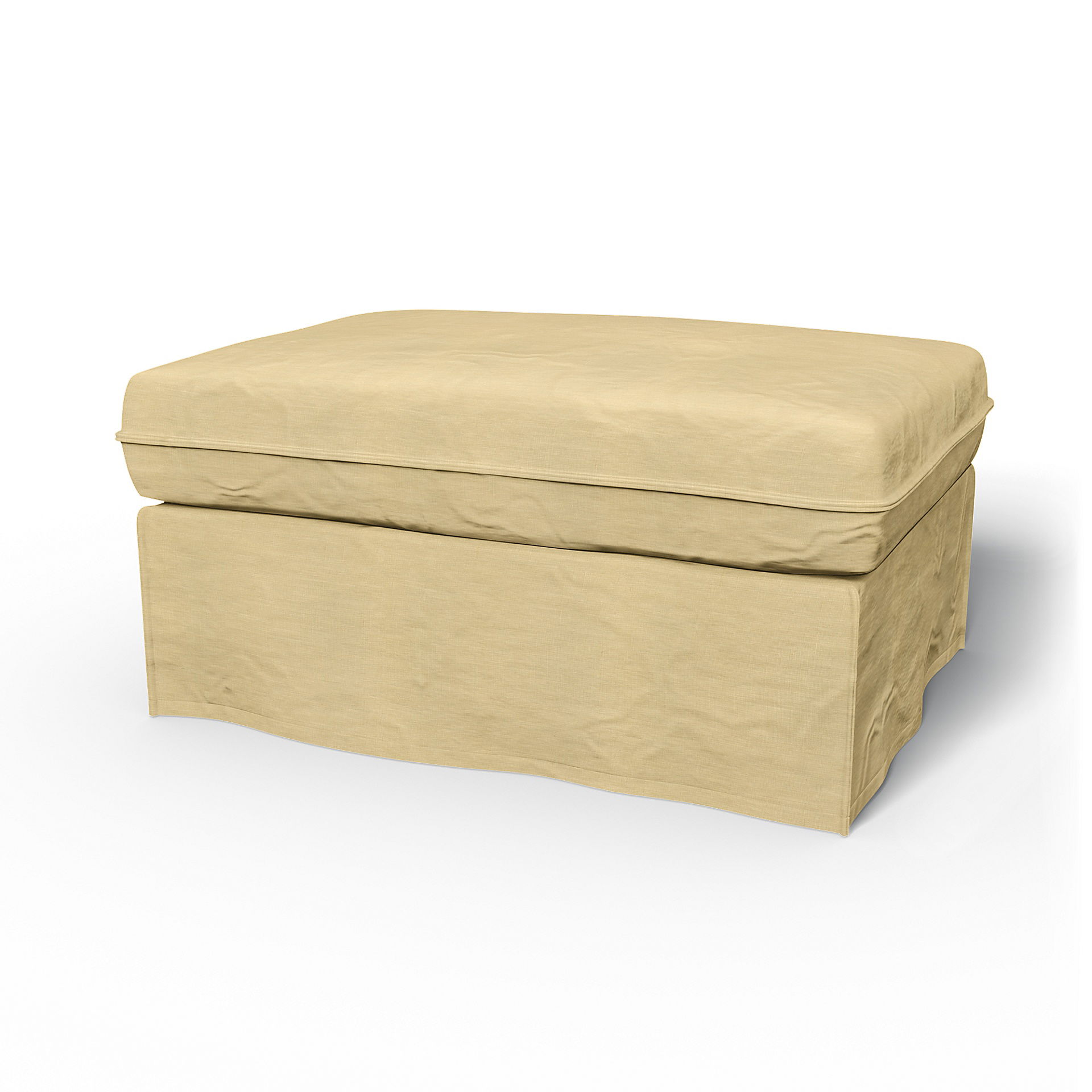 IKEA - Karlstad Footstool Cover, Soft Yellow, Linen - Bemz