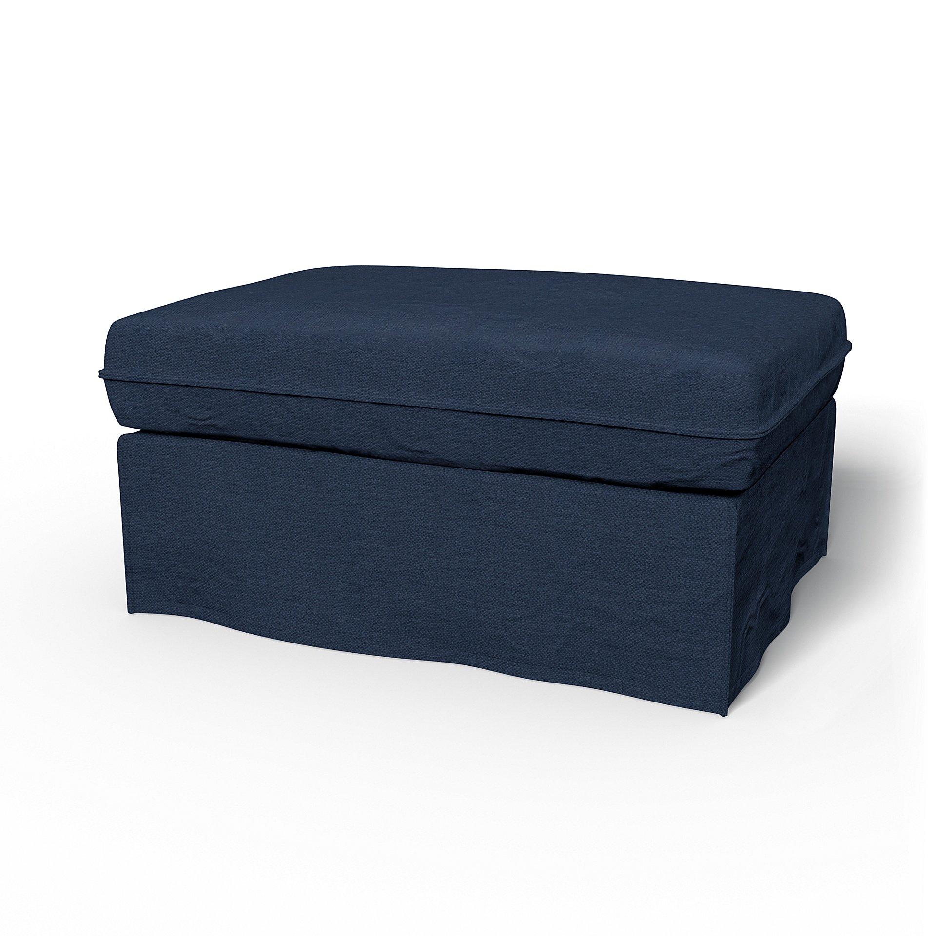 IKEA - Karlstad Footstool Cover, Navy Blue, Linen - Bemz