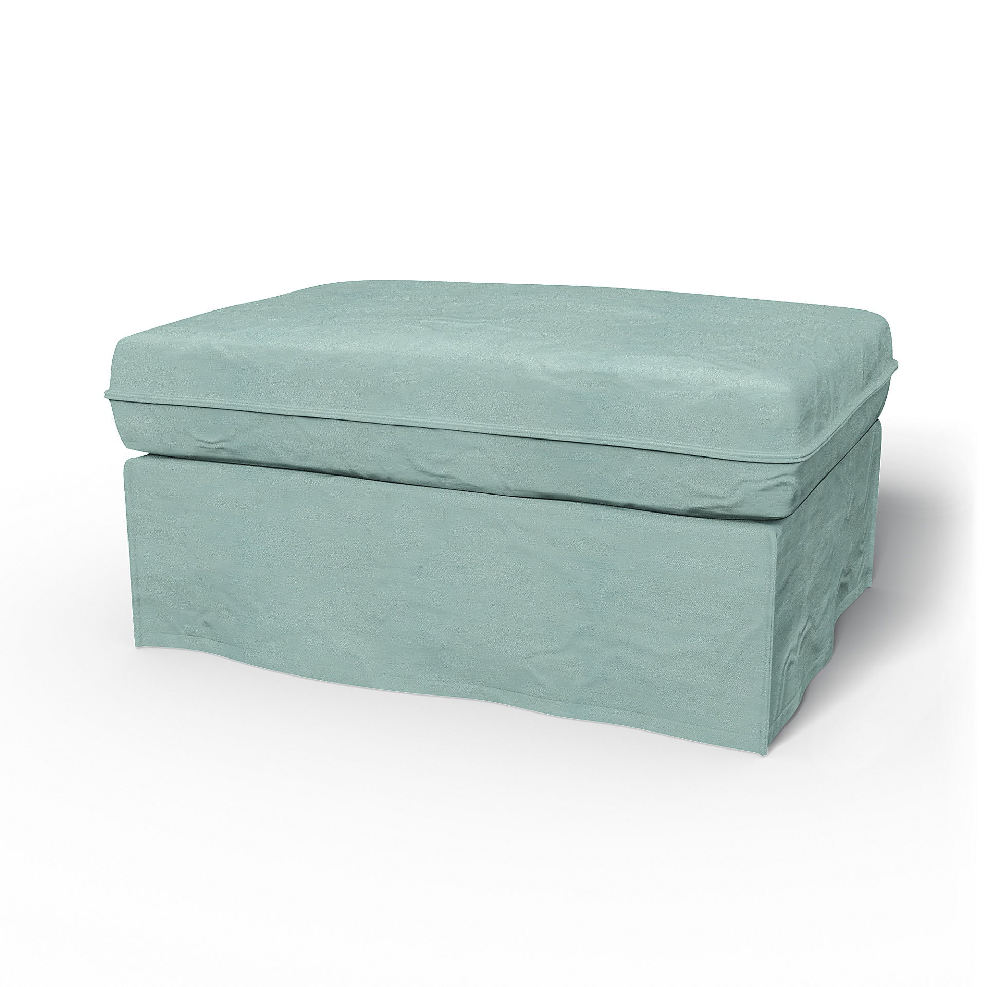 IKEA - Karlstad Footstool Cover, Mineral Blue, Linen - Bemz