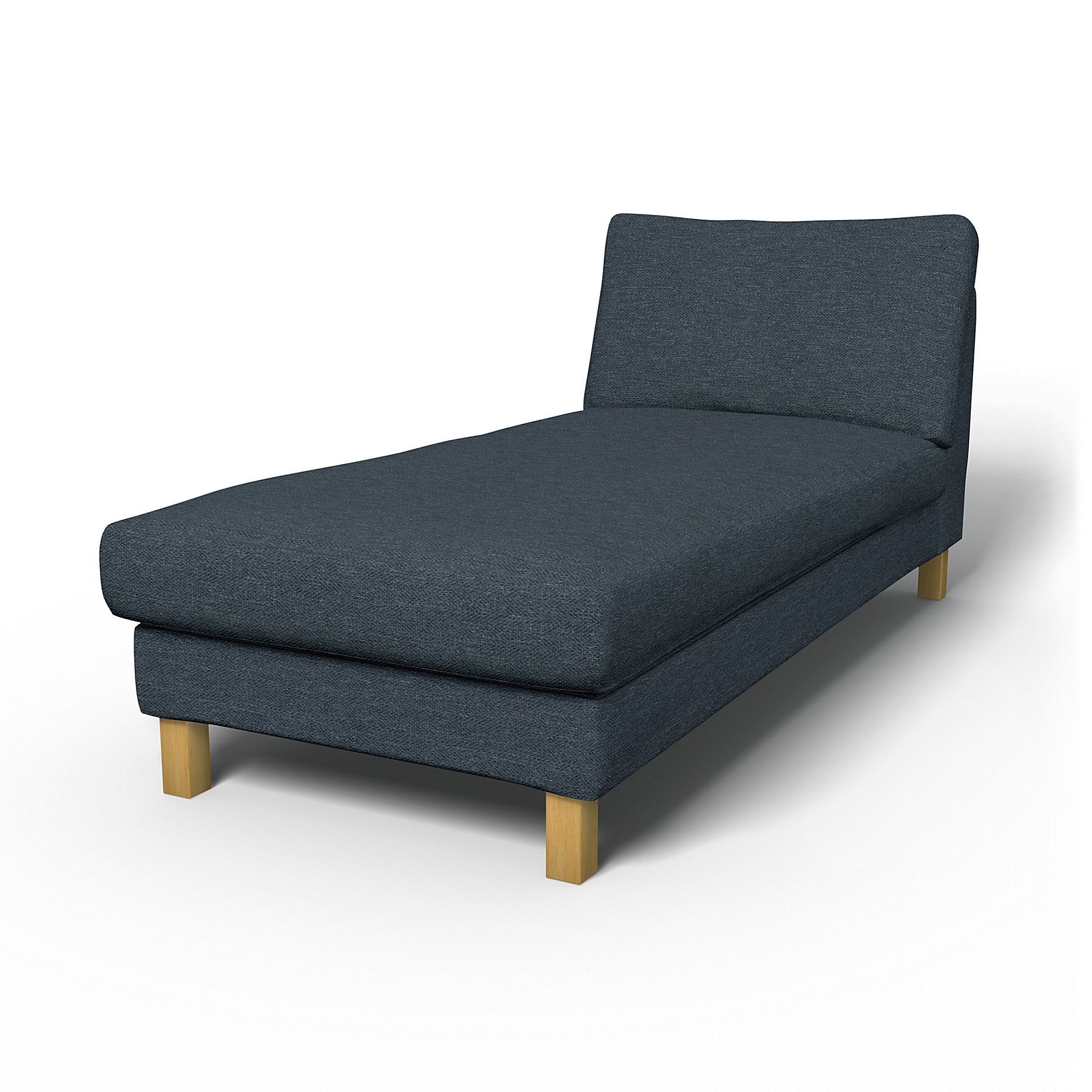 IKEA - Karlstad Stand Alone Chaise Longue Cover, Denim, Boucle & Texture - Bemz