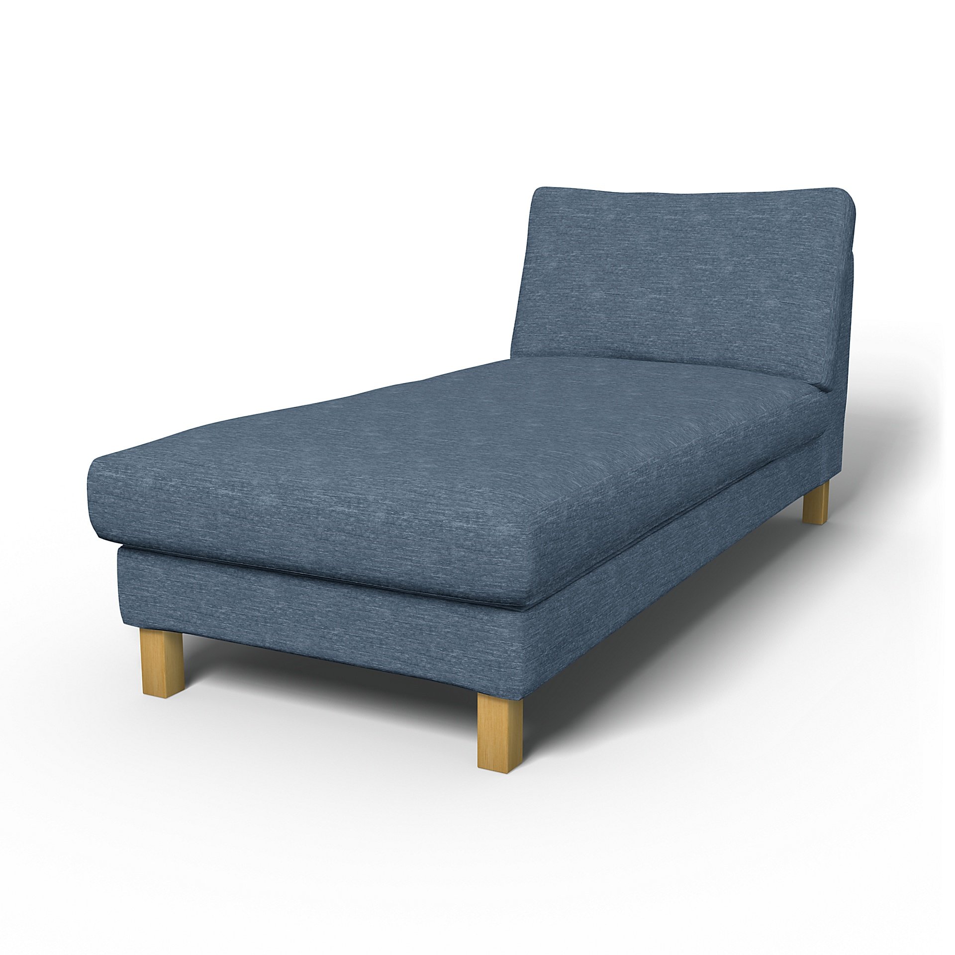IKEA - Karlstad Stand Alone Chaise Longue Cover, Mineral Blue, Velvet - Bemz