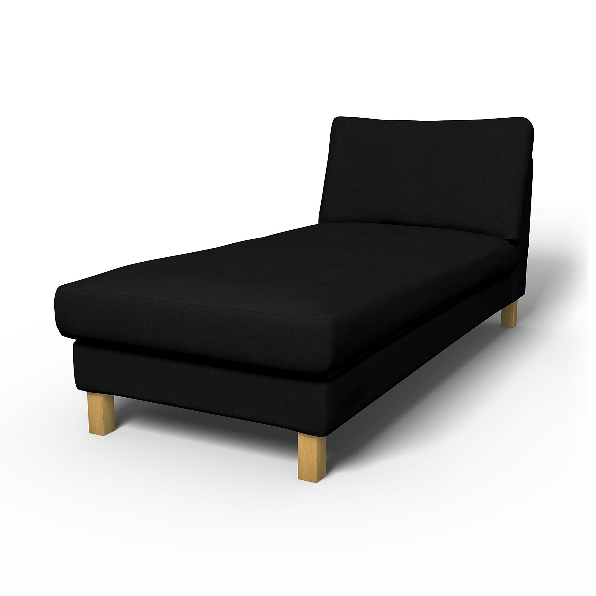 IKEA - Karlstad Stand Alone Chaise Longue Cover, Black, Velvet - Bemz