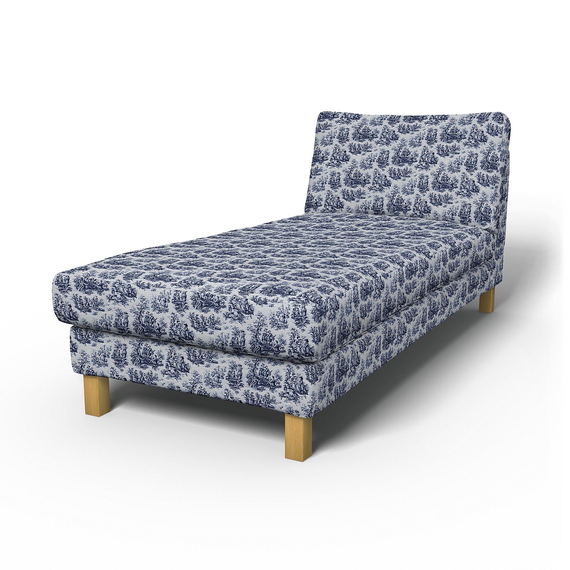 IKEA - Karlstad Stand Alone Chaise Longue Cover, Dark Blue, Boucle & Texture - Bemz
