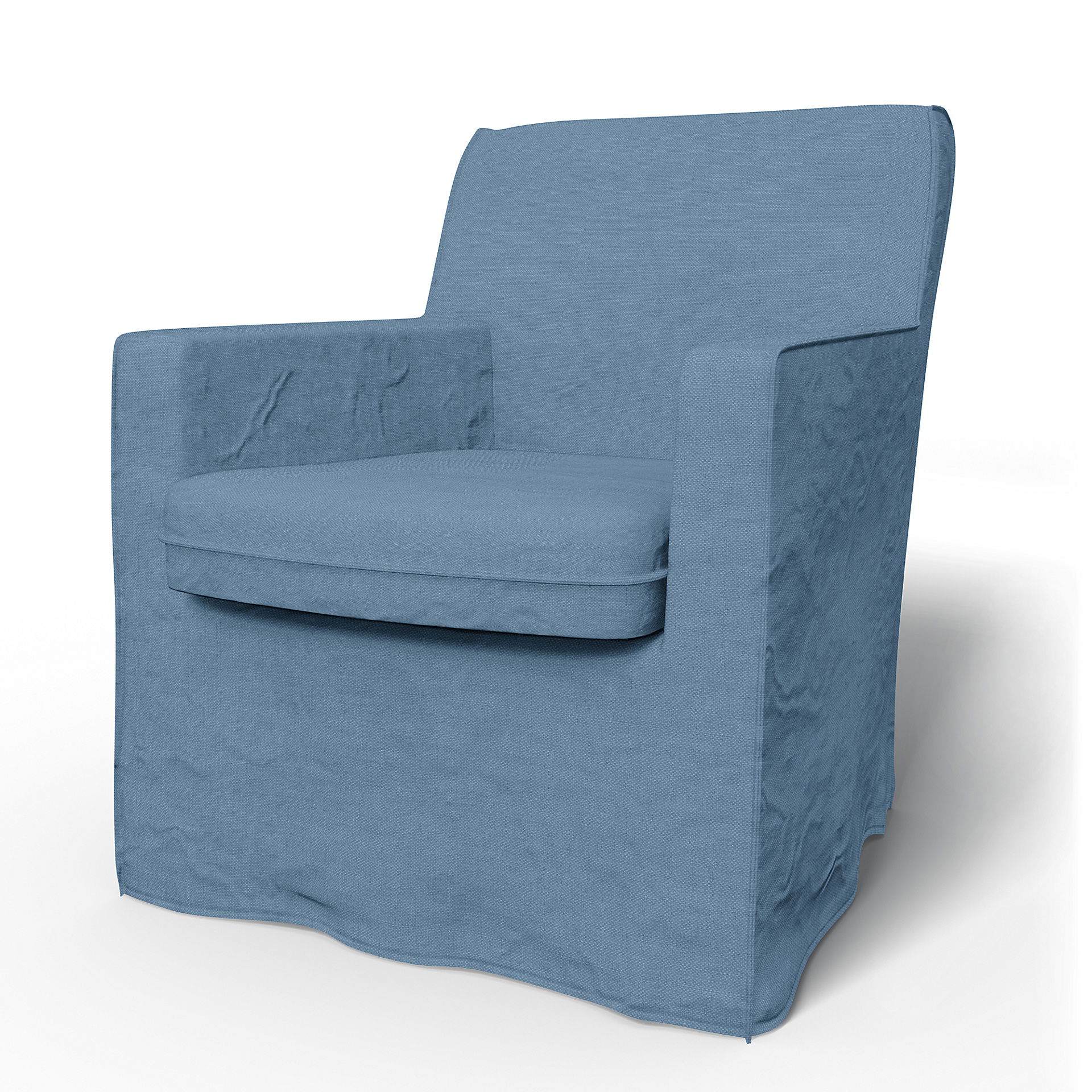 IKEA - Överdrag till Karlstad fåtölj (liten modell), Vintage Blue, Linne - Bemz