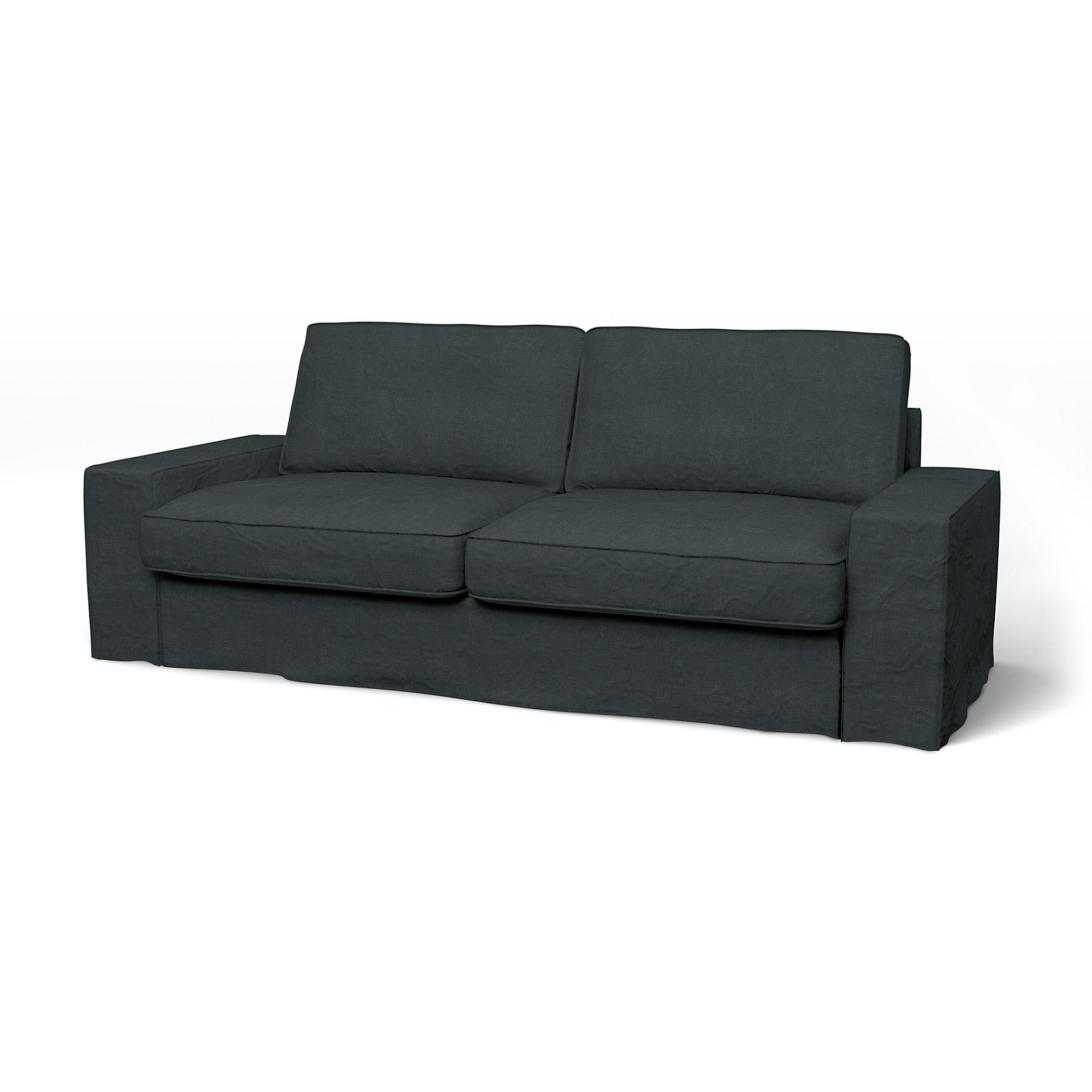 IKEA - Kivik 3 Seater Sofa Cover, Graphite Grey, Linen - Bemz