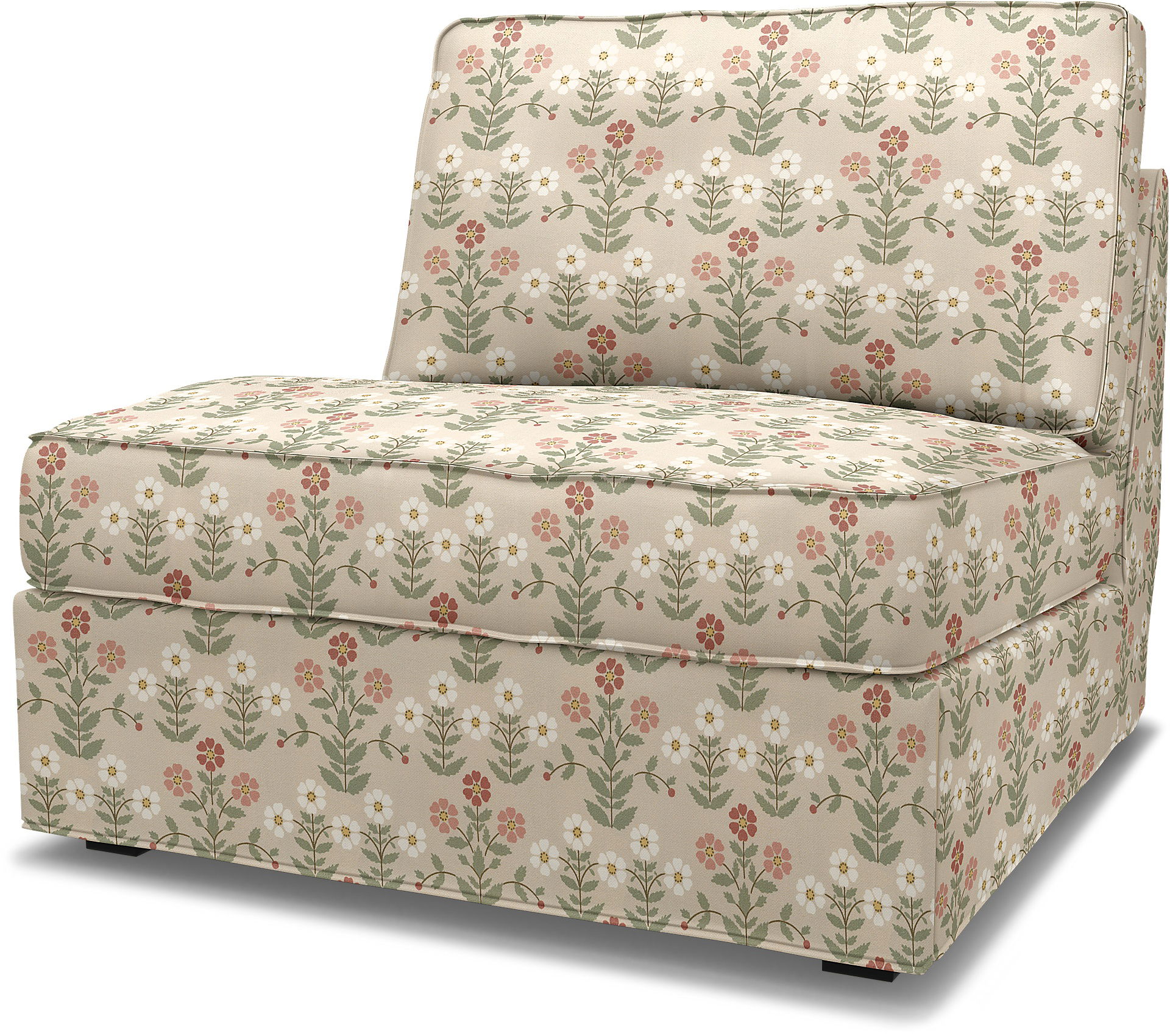 IKEA - Kivik 1 Seater Sofa bed cover, Pink Sippor, BEMZ x BORÅSTAPETER COLLECTION - Bemz