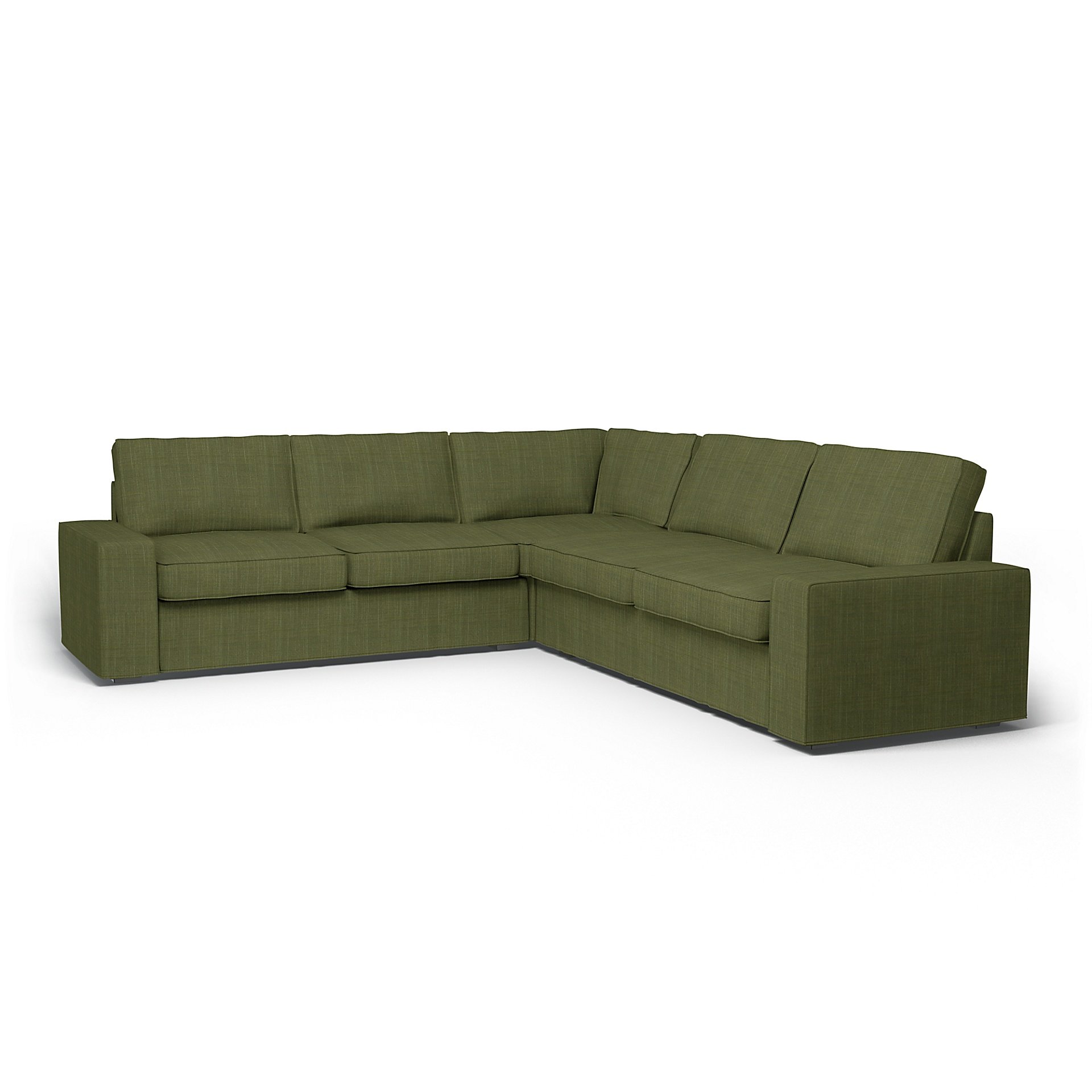 IKEA - Kivik Corner Sofa Cover (2+2), Moss Green, Boucle & Texture - Bemz